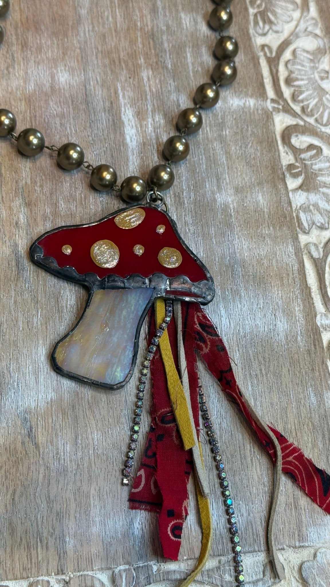 Stained Glass Mushroom Necklace - Vintage Vault Boutique