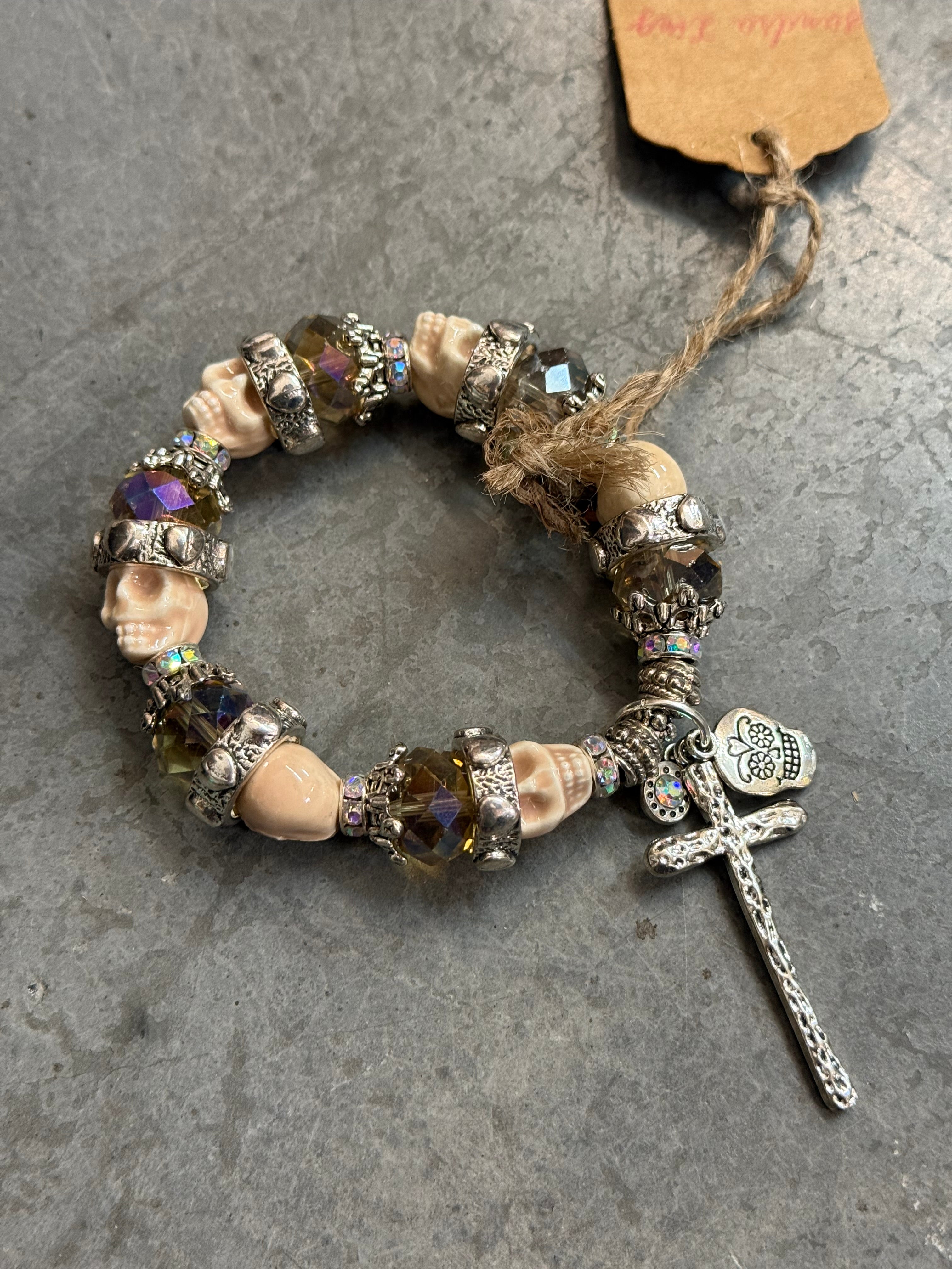 Crystal Skulls Stretch Bracelet