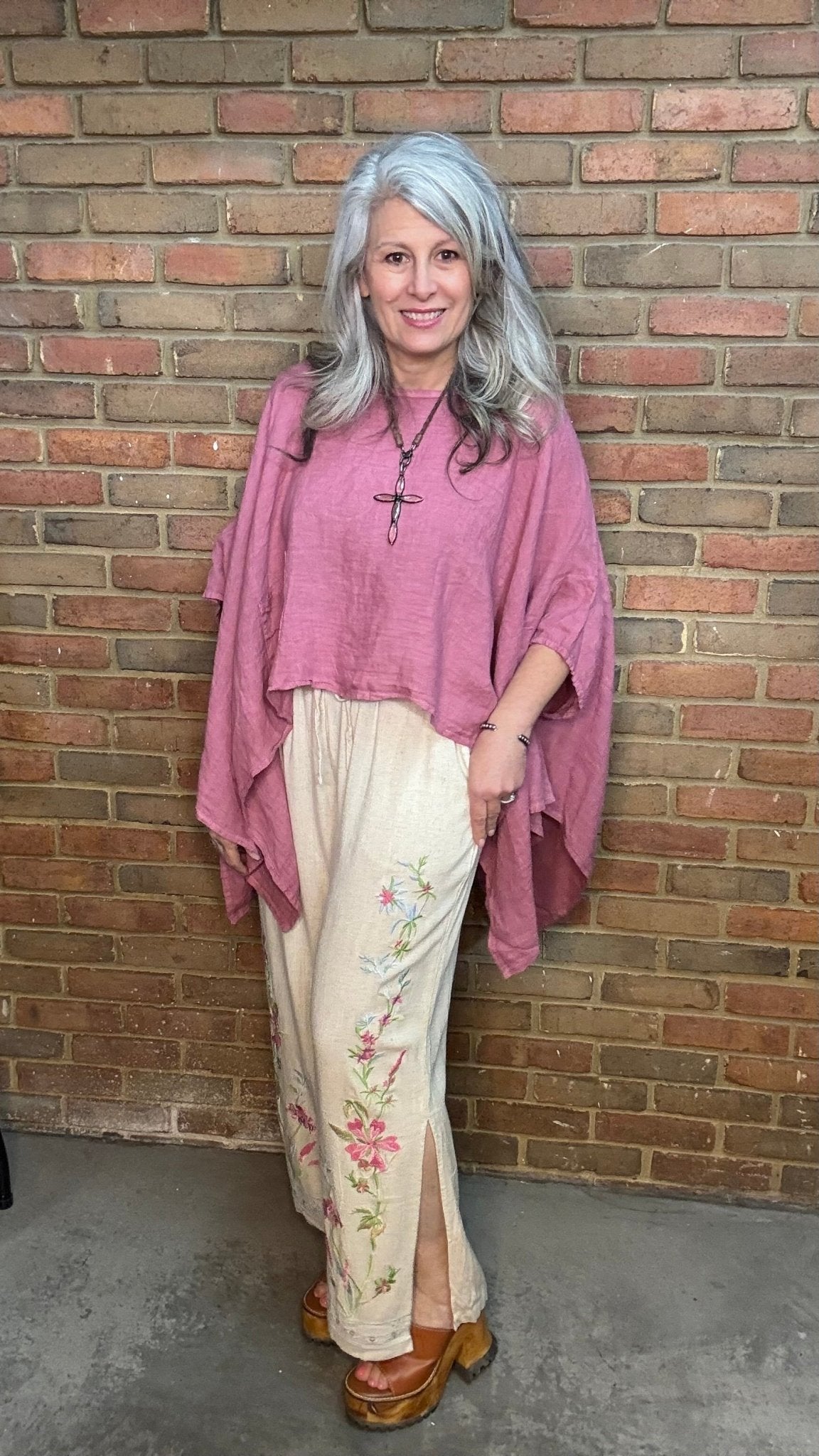 Linen One Pocket Cape Top - Vintage Vault Boutique