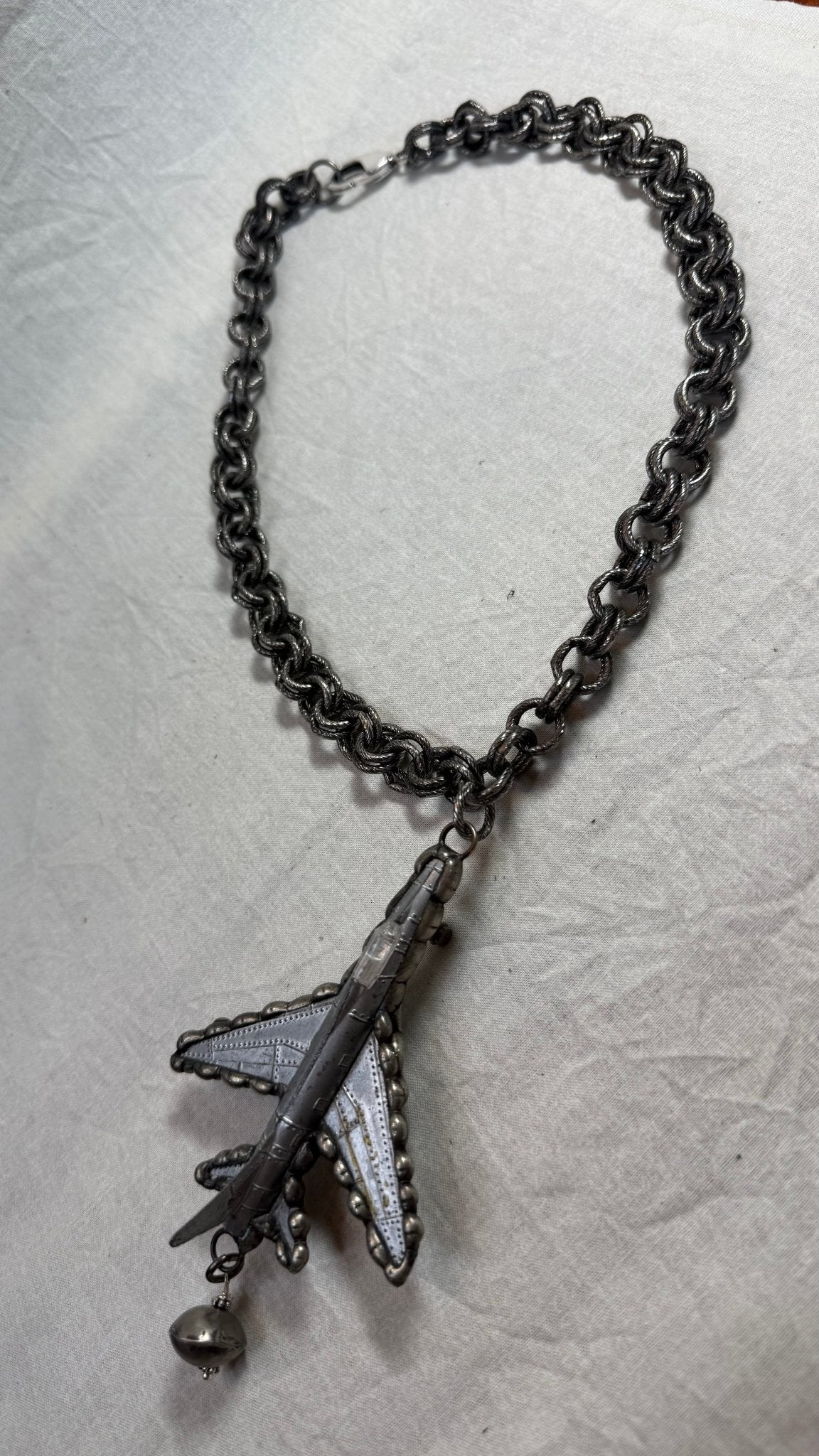 Silver Plane Necklace - Vintage Vault Boutique