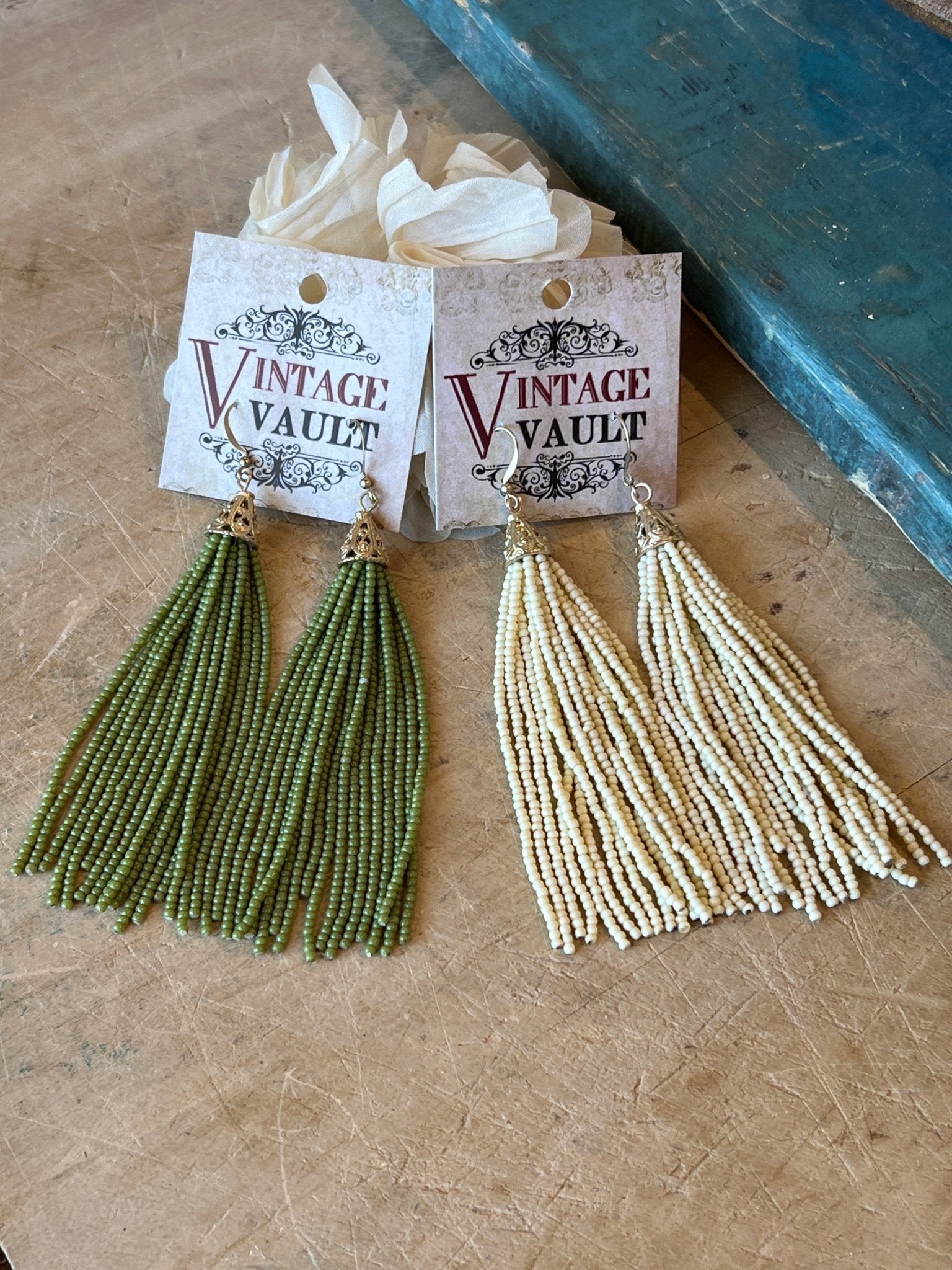 Seed Bead Tassel Earrings - Vintage Vault Boutique