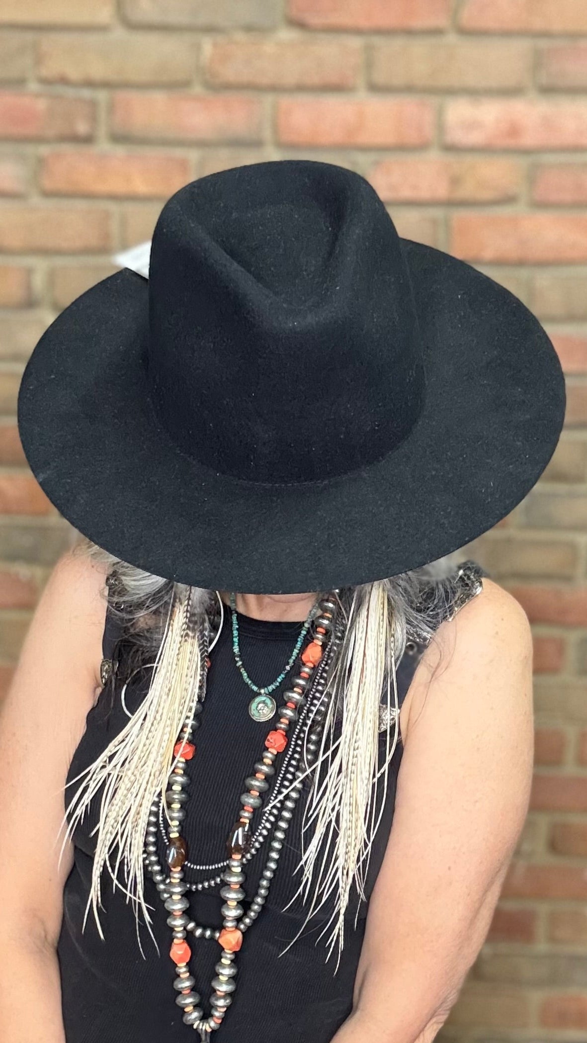 Black Felt Unbanded Hat - Vintage Vault Boutique