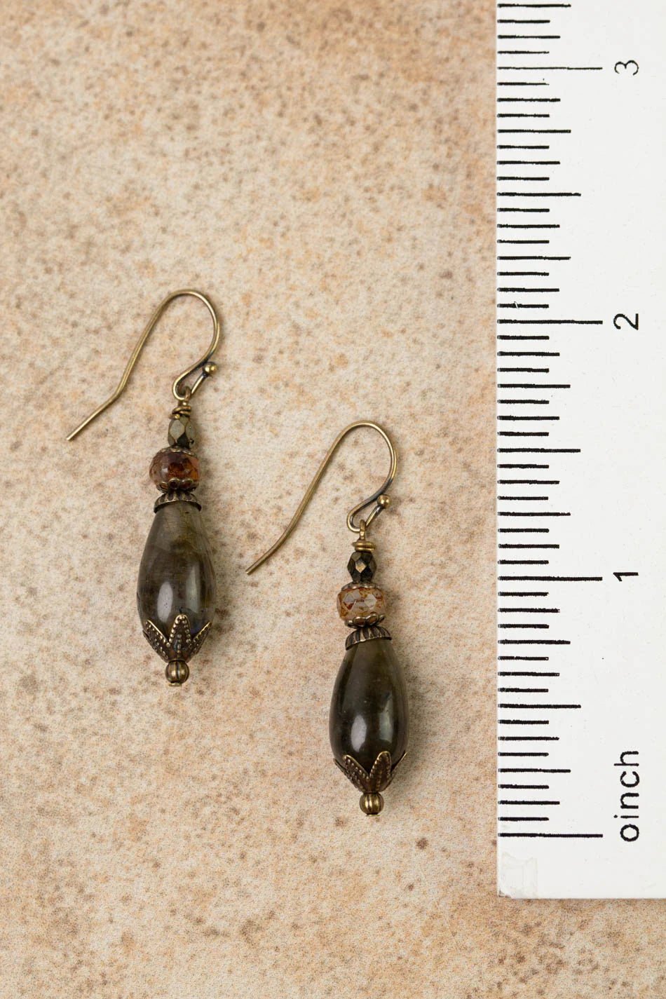 Espresso Czech Glass Earring E008 - Vintage Vault Boutique