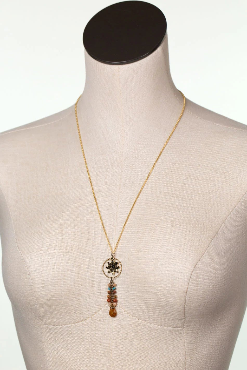 Enlighten Czech Glass Flower Tassel Necklace N007 - 2 - Vintage Vault Boutique