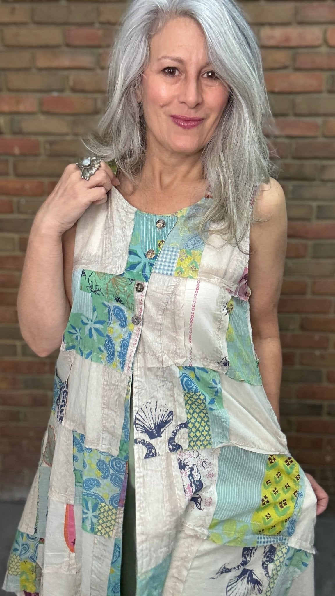 Patchwork Button Up Vest - Vintage Vault Boutique