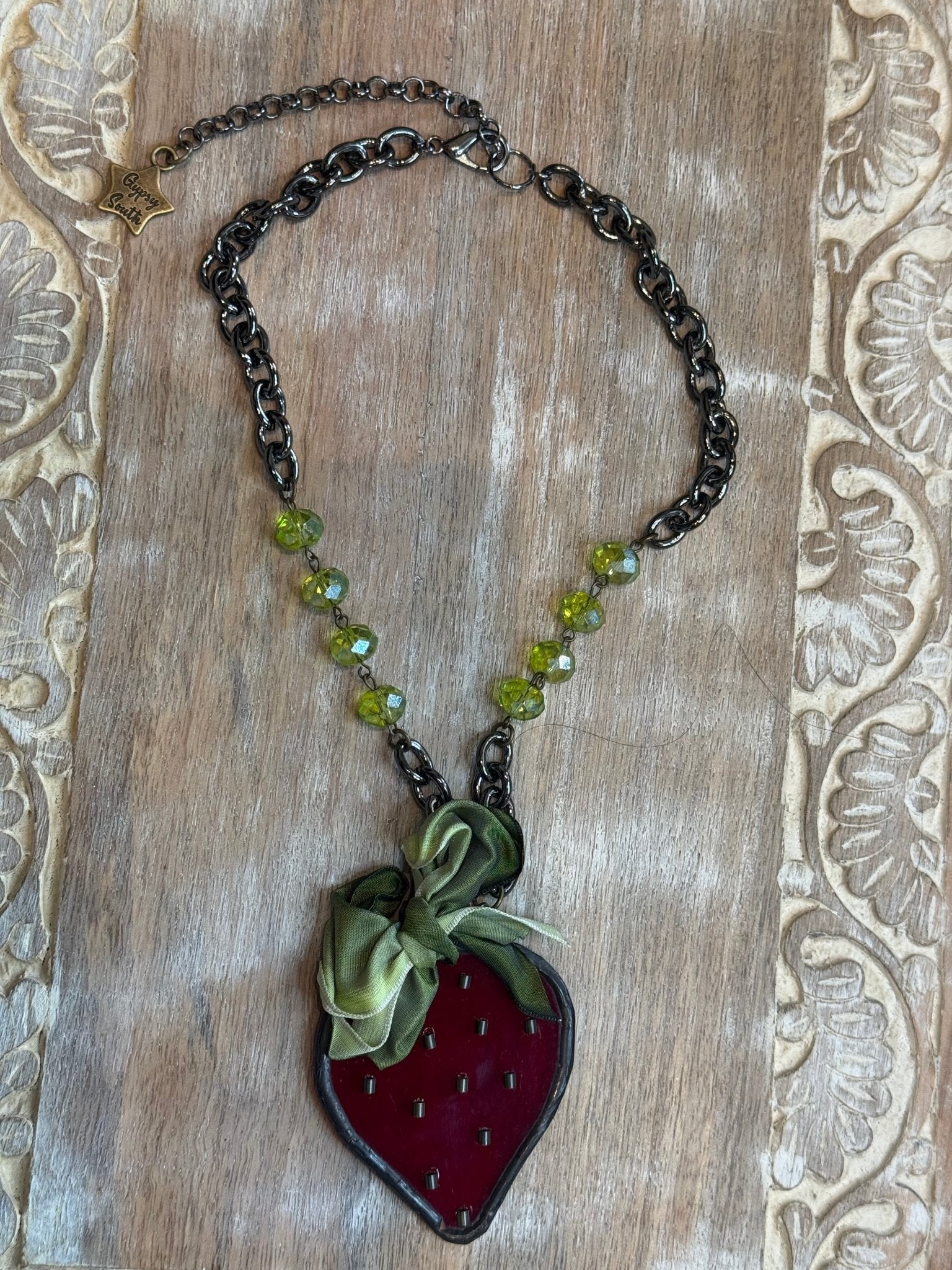 Stained Glass Strawberry Necklace - Vintage Vault Boutique
