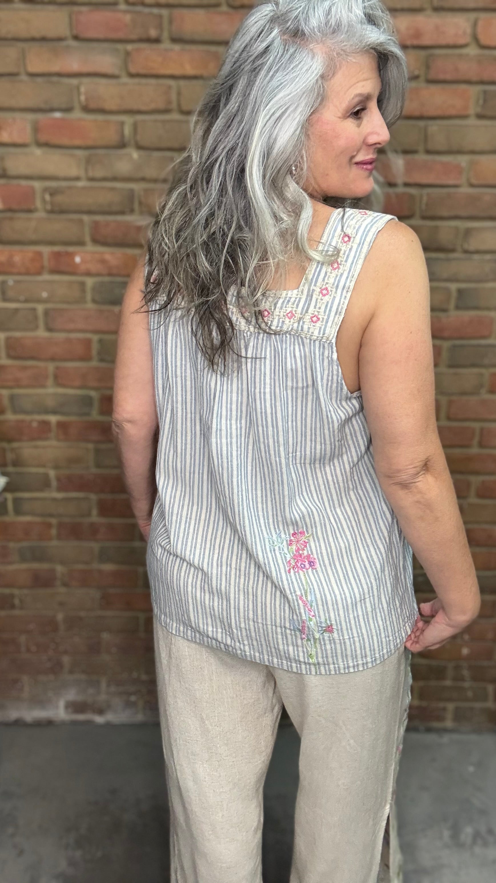 Linen Stripe Smock Tank