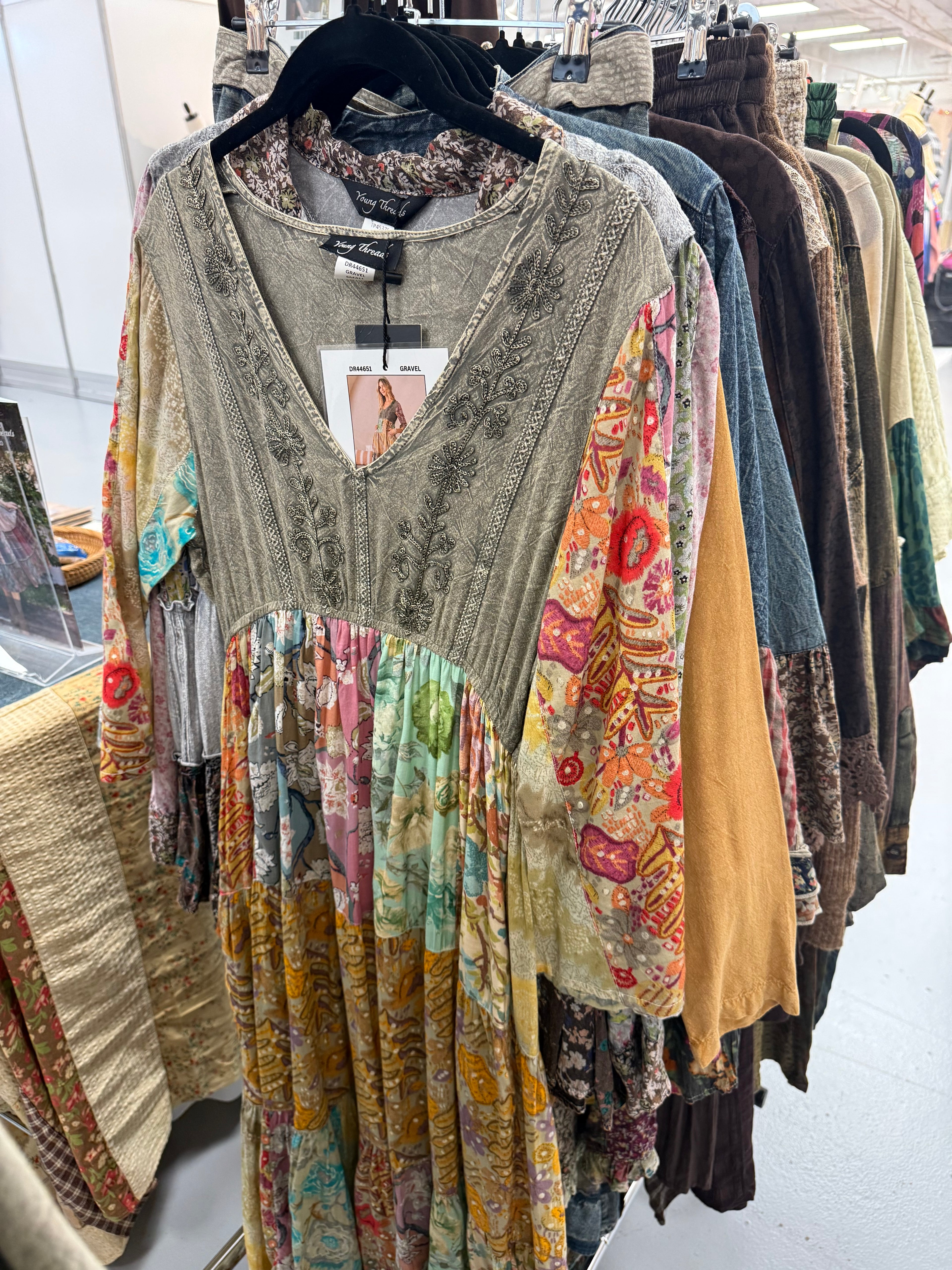 Gravel Rustic Bohemian A-Line Midi Dress