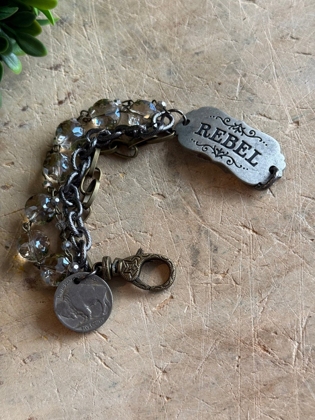 Rebel Vintage Stamped Bracelet - Vintage Vault Boutique