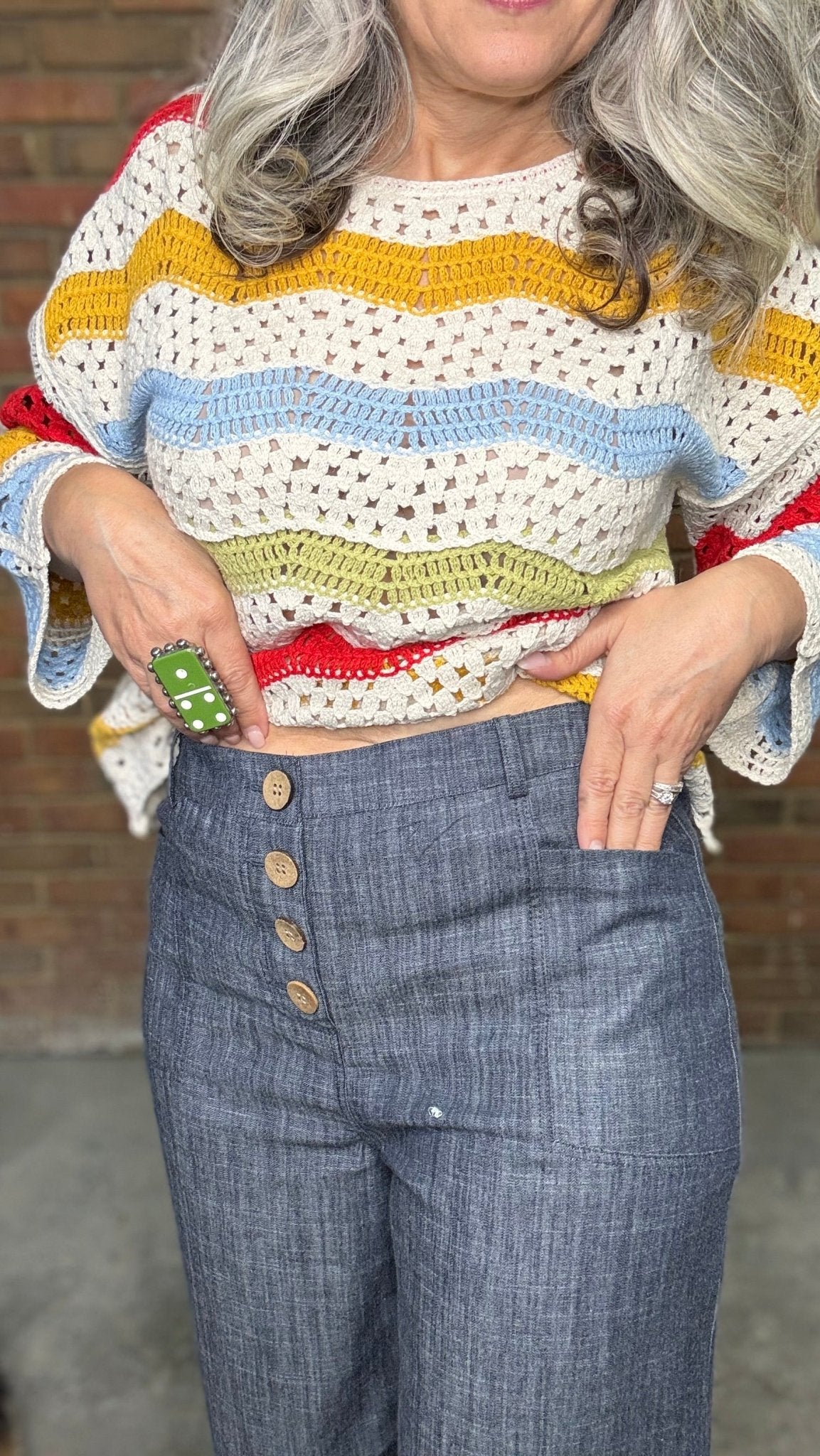 Indigo Linen Button Front Pants - Vintage Vault Boutique