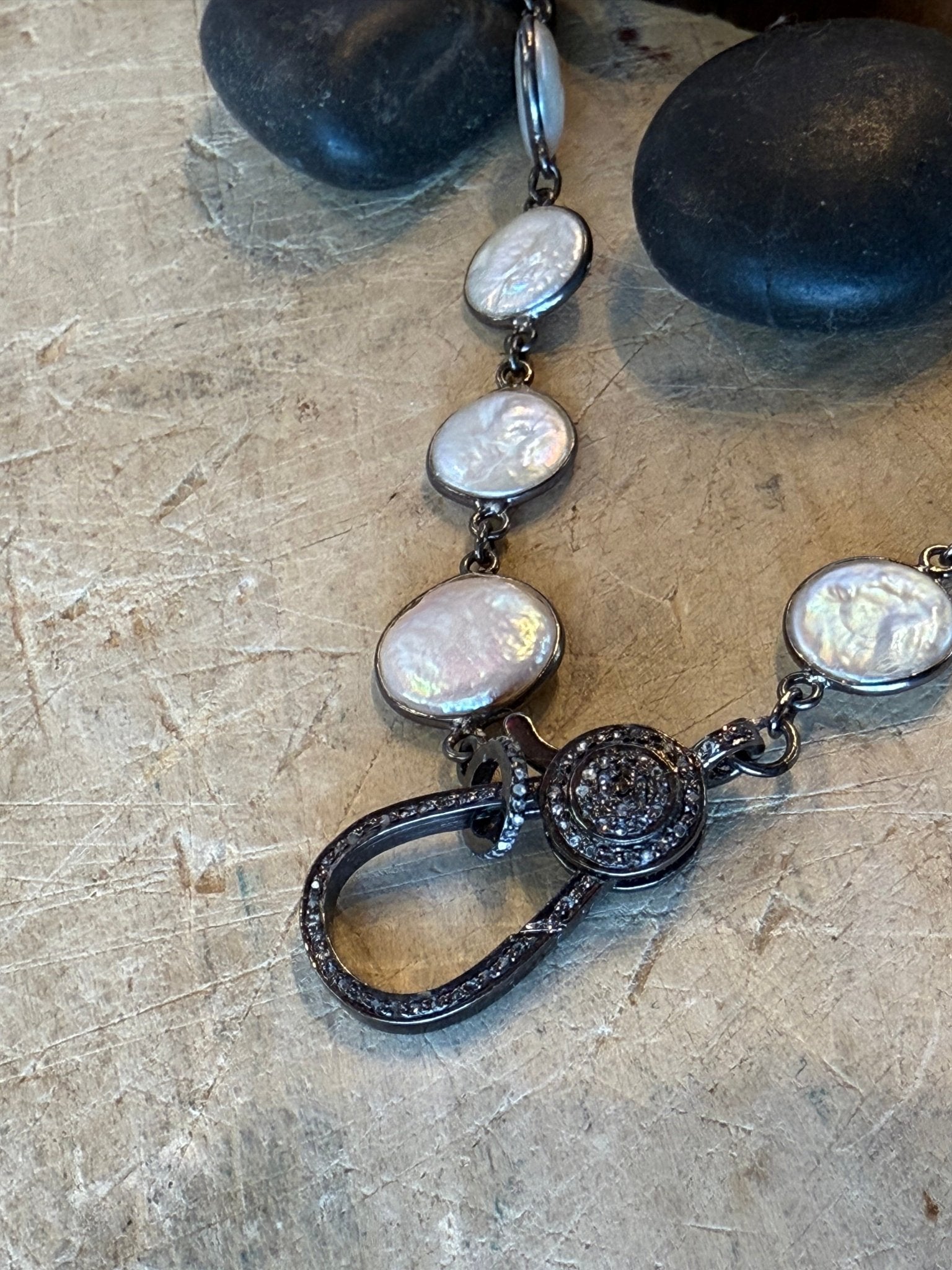 Bezel Strand with Diamond Clasp - Vintage Vault Boutique