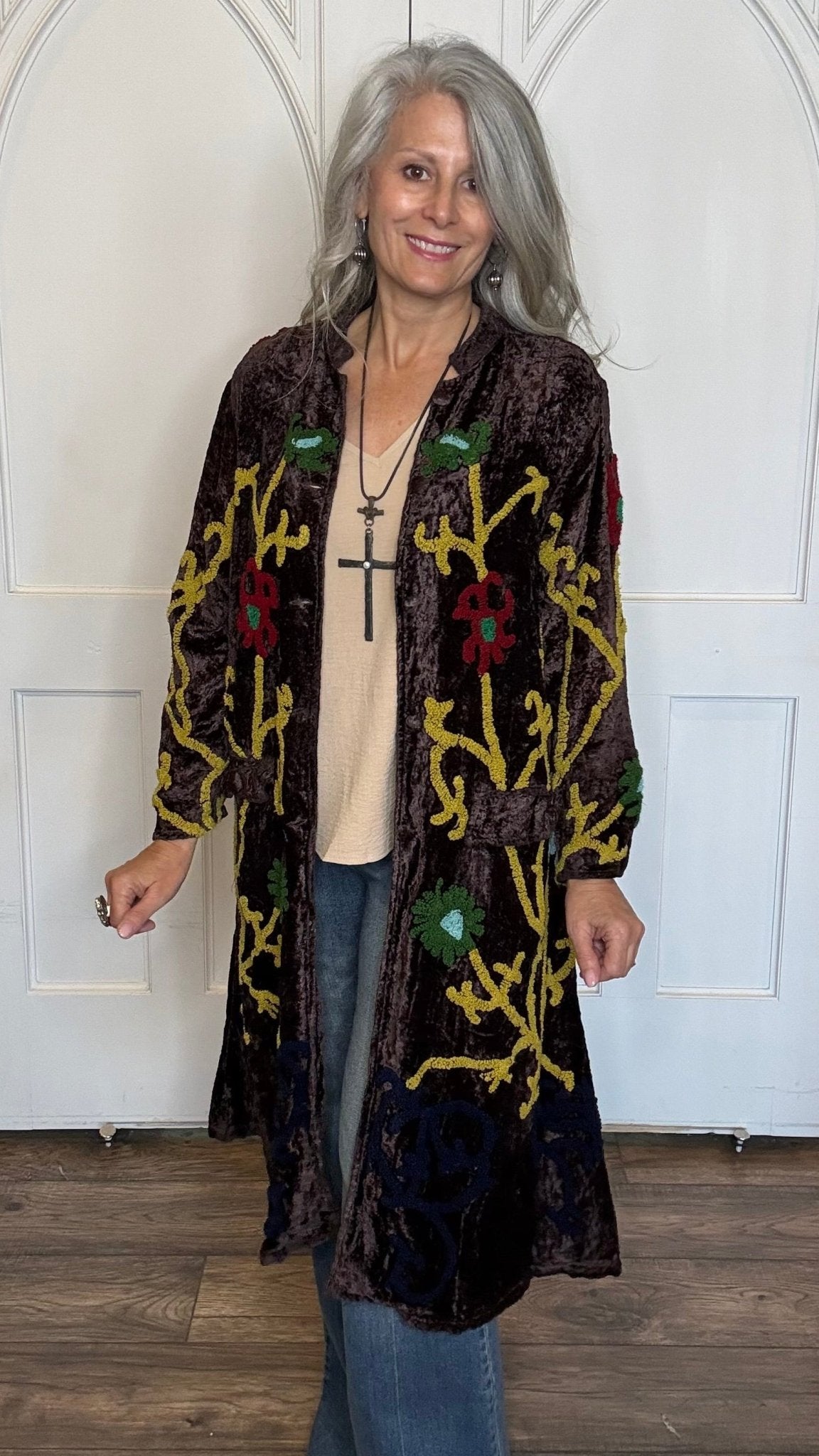 Aubergine Velvet Button Front Jacket - Vintage Vault Boutique
