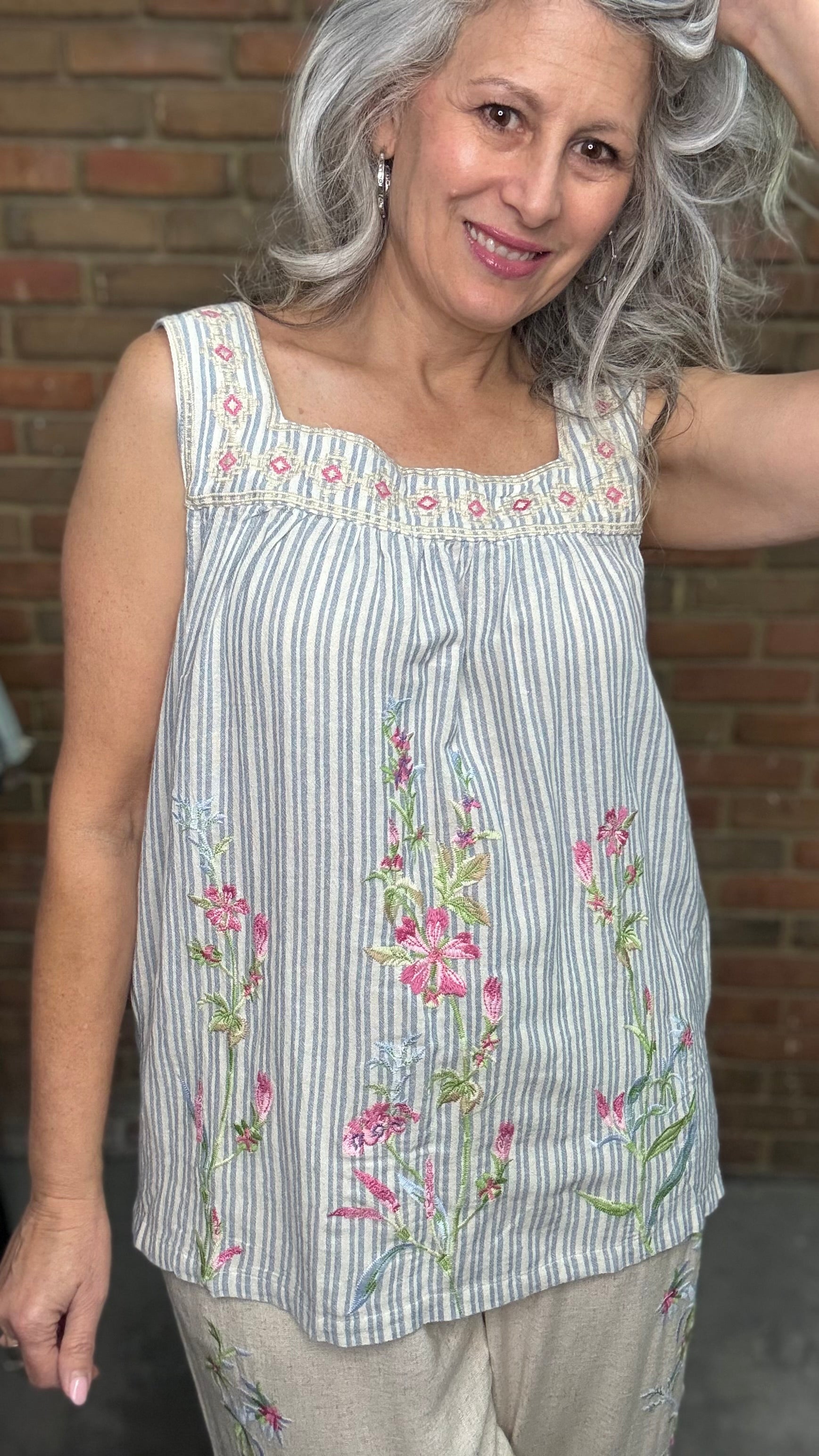 Linen Stripe Smock Tank