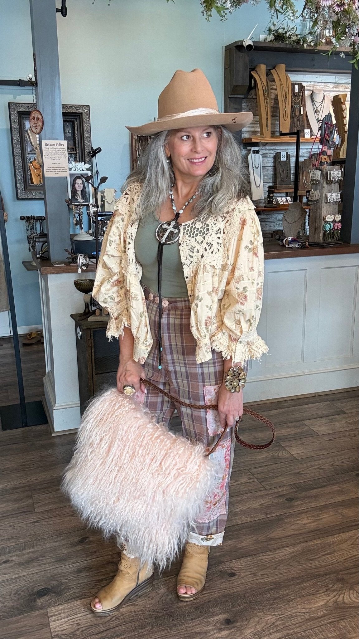 Traveling On Pants - Lavender Plaid - Vintage Vault Boutique