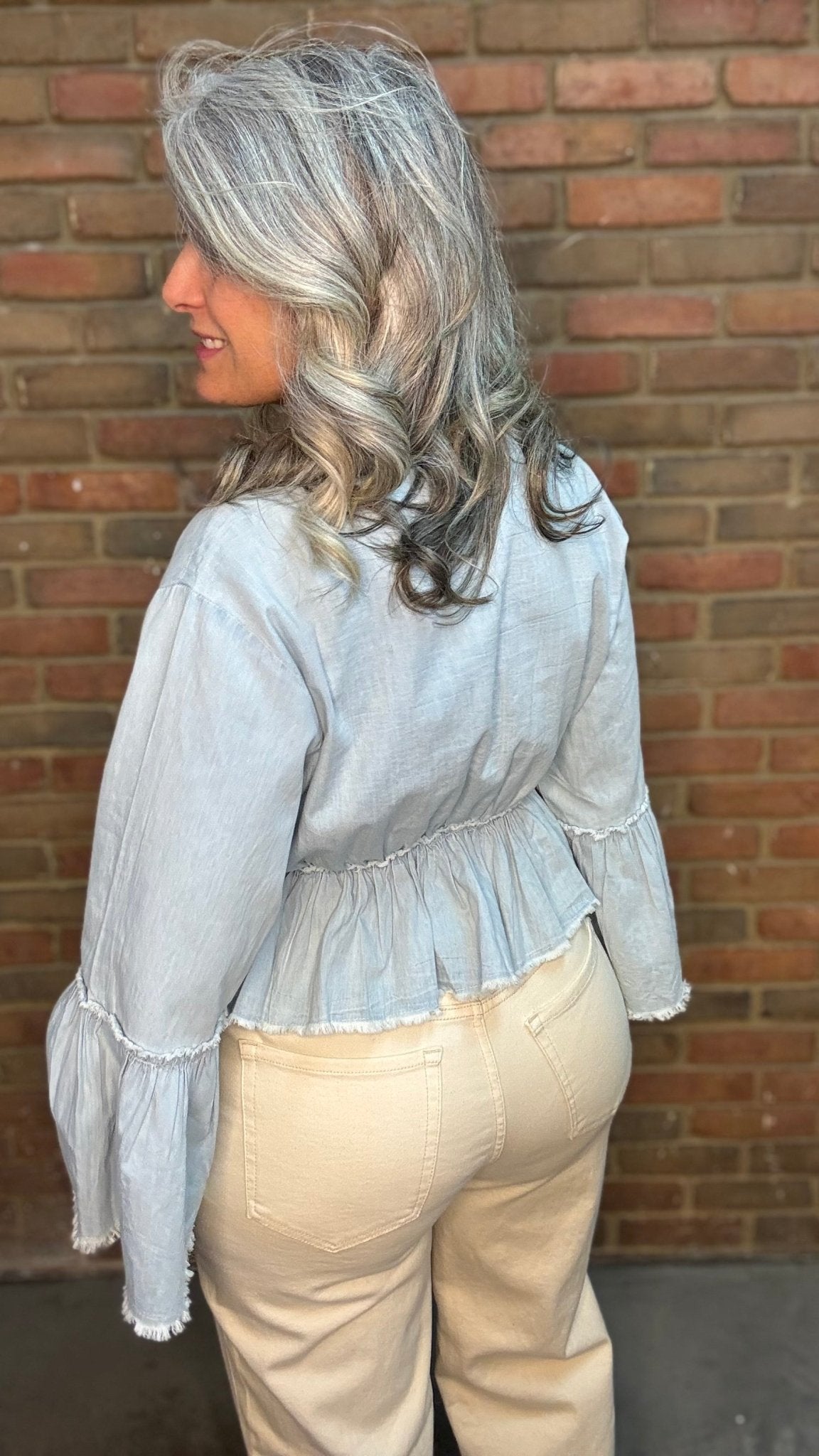 Denim Gold Embroidery Beaded Crop Top - Vintage Vault Boutique