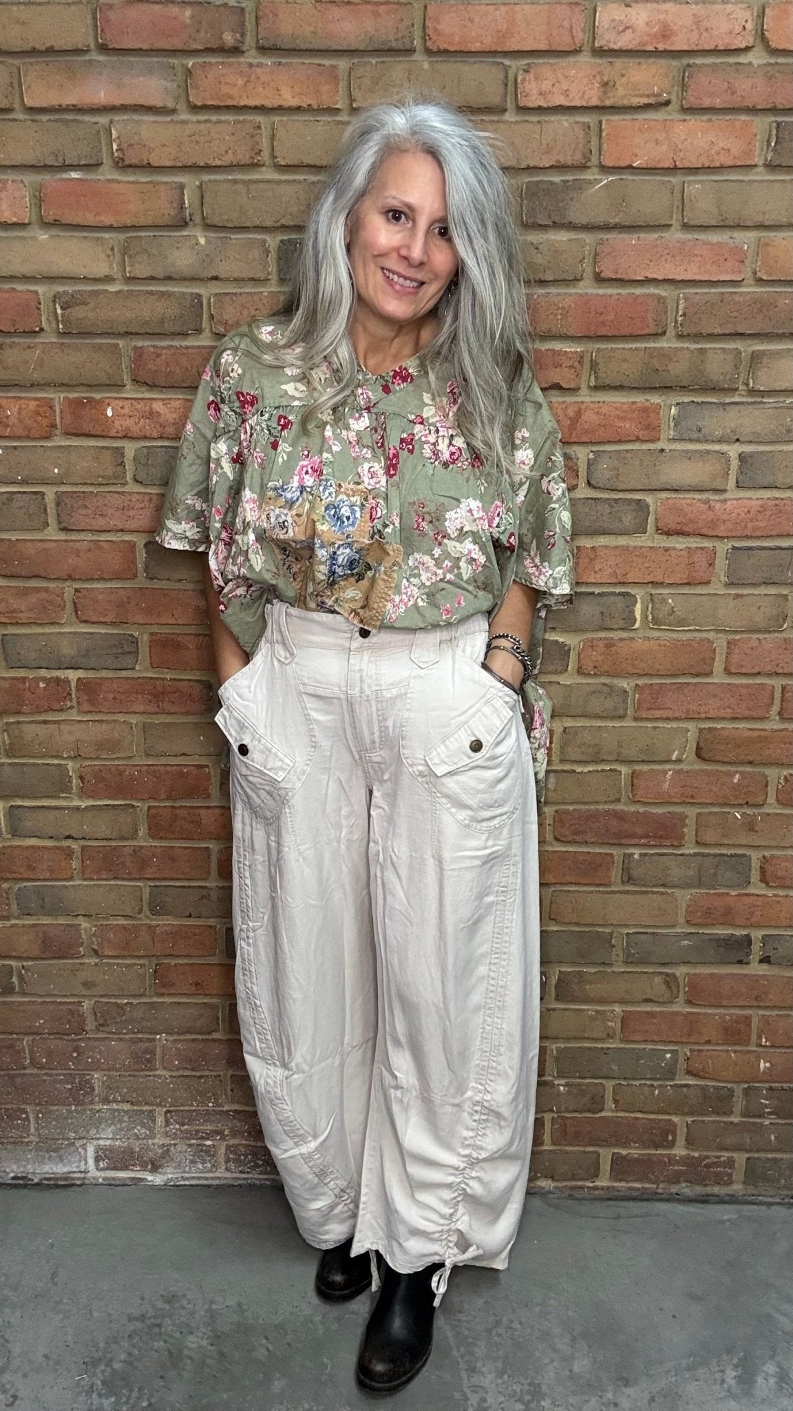 Stone Cargo Pocket Pants - Vintage Vault Boutique