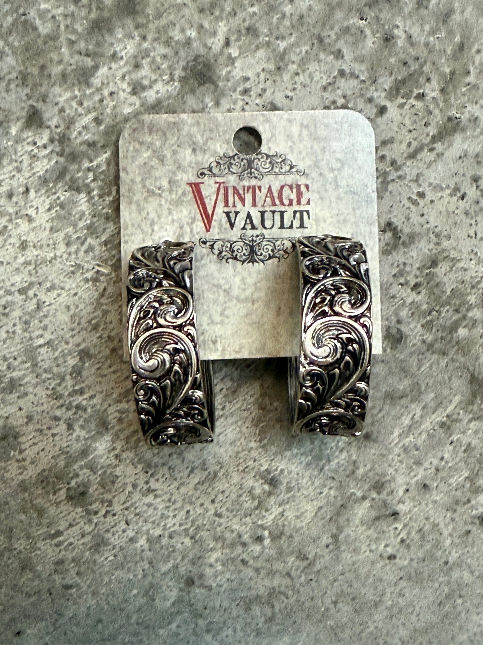 Hoop Embossed Earring - Vintage Vault Boutique
