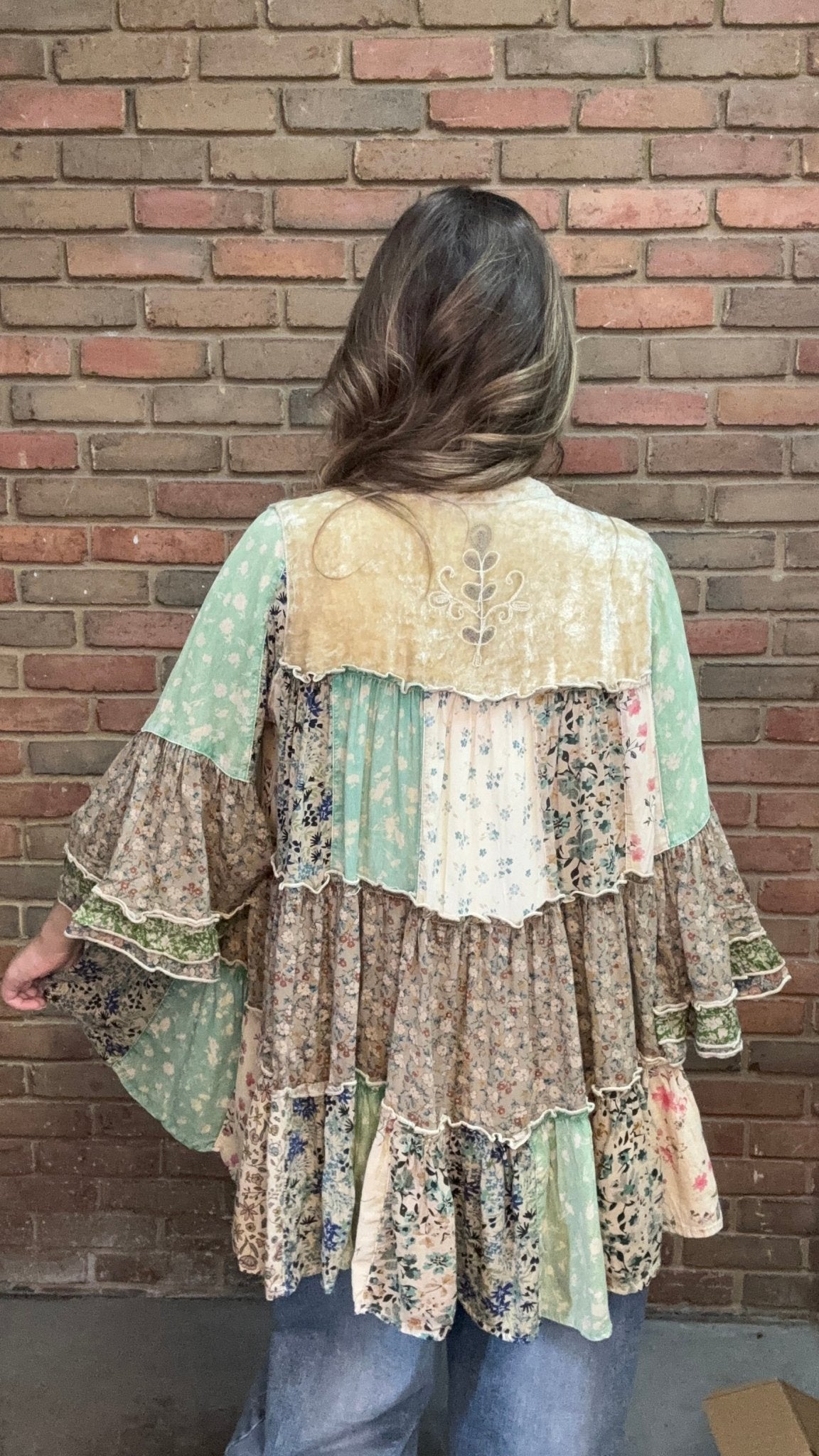 Vintage Patchwork Bell Sleeve Top - Vintage Vault Boutique