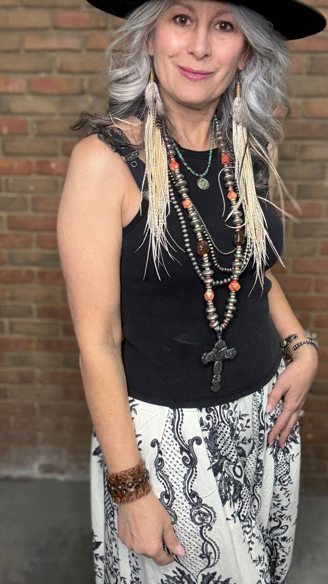 Cross Pendant Orange Necklace - Vintage Vault Boutique