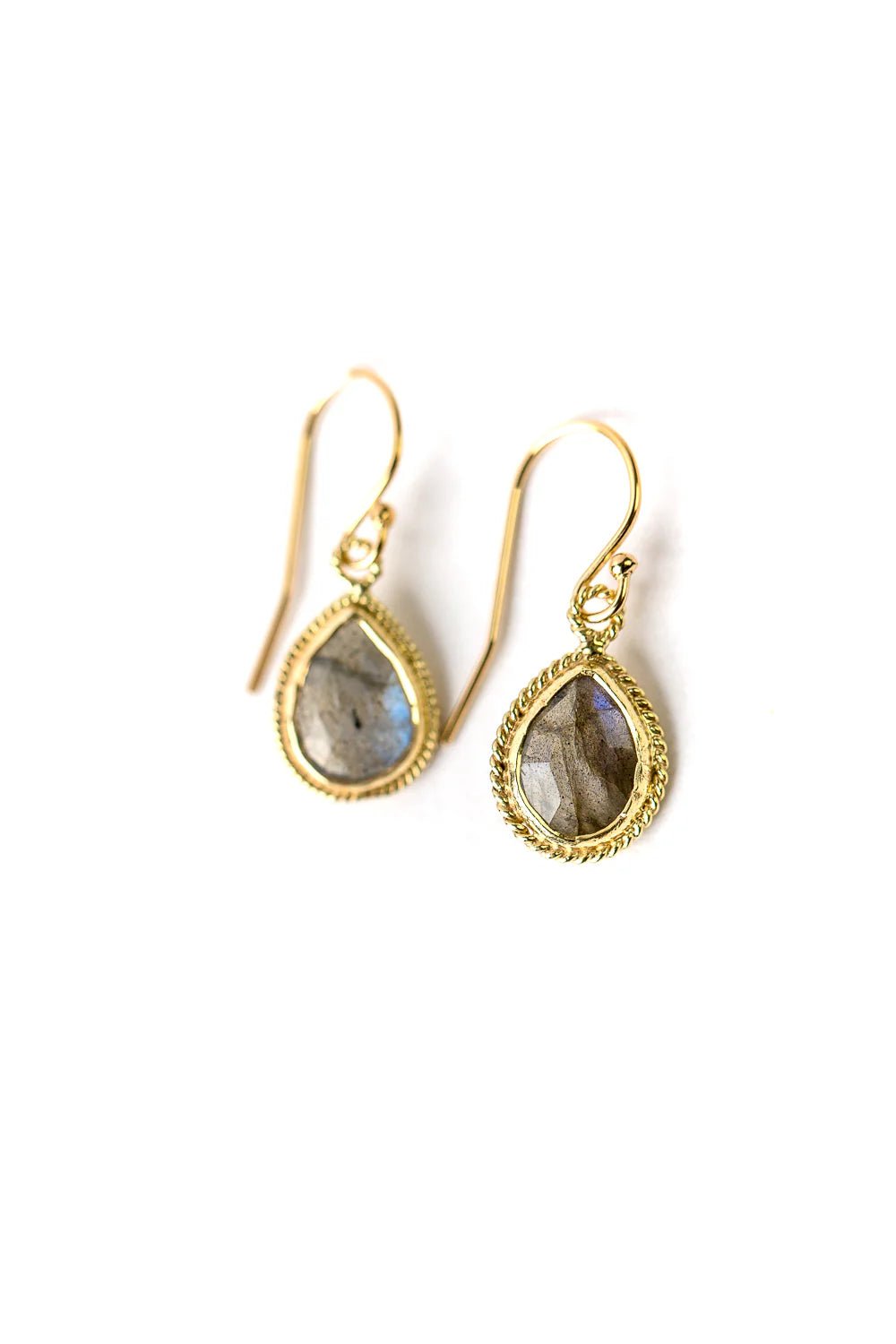 Favorites Labradorite Gold Earrings E004 - Vintage Vault Boutique