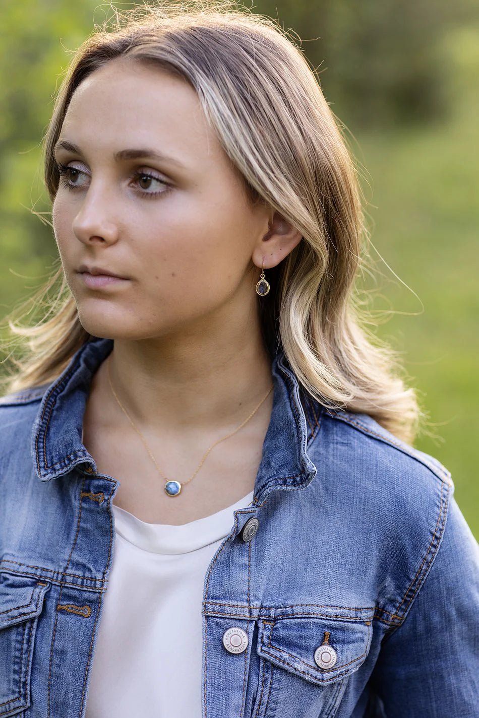 Favorites Labradorite Gold Earrings E004 - Vintage Vault Boutique