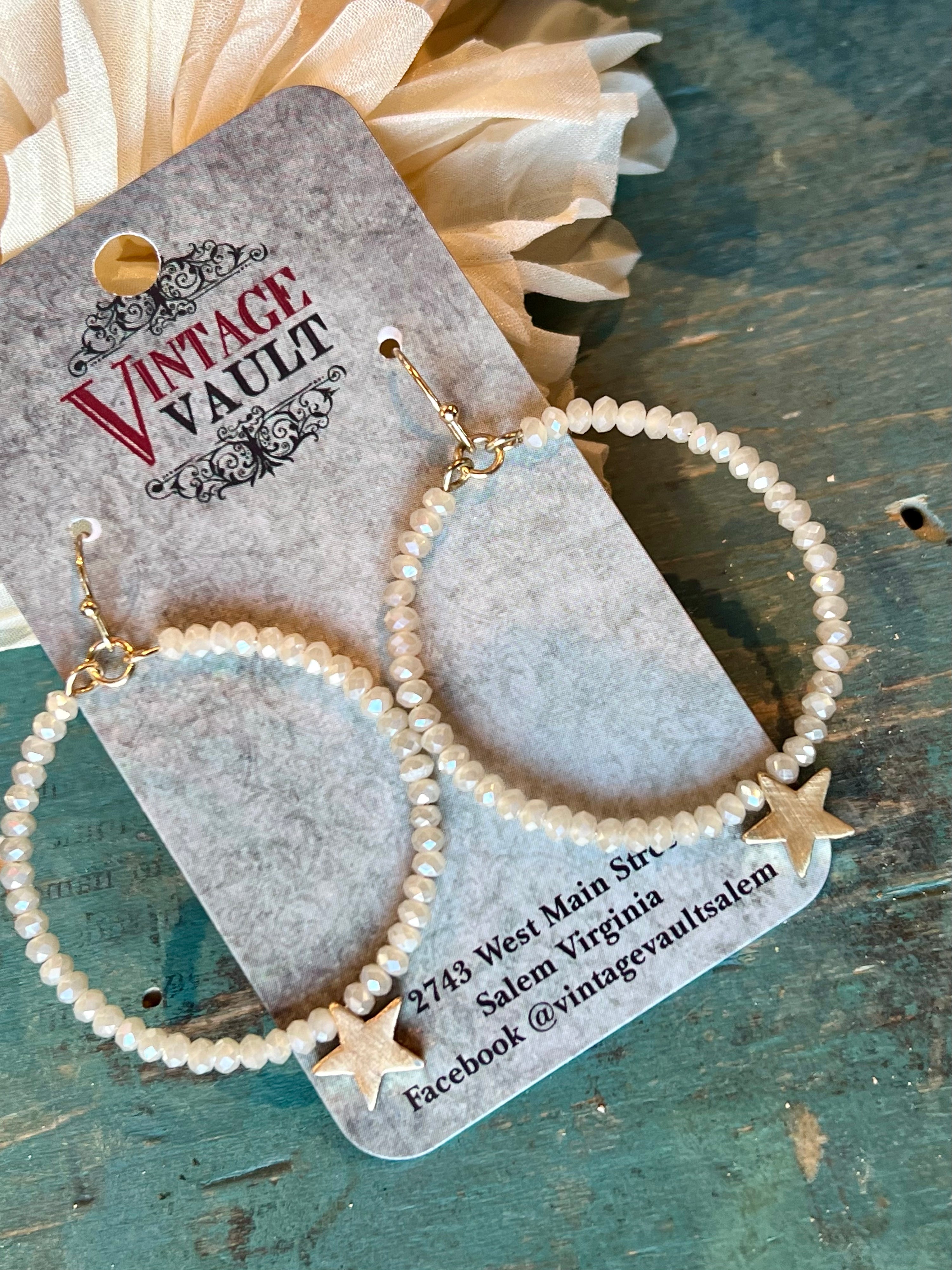 Star & Bead Circle Earrings