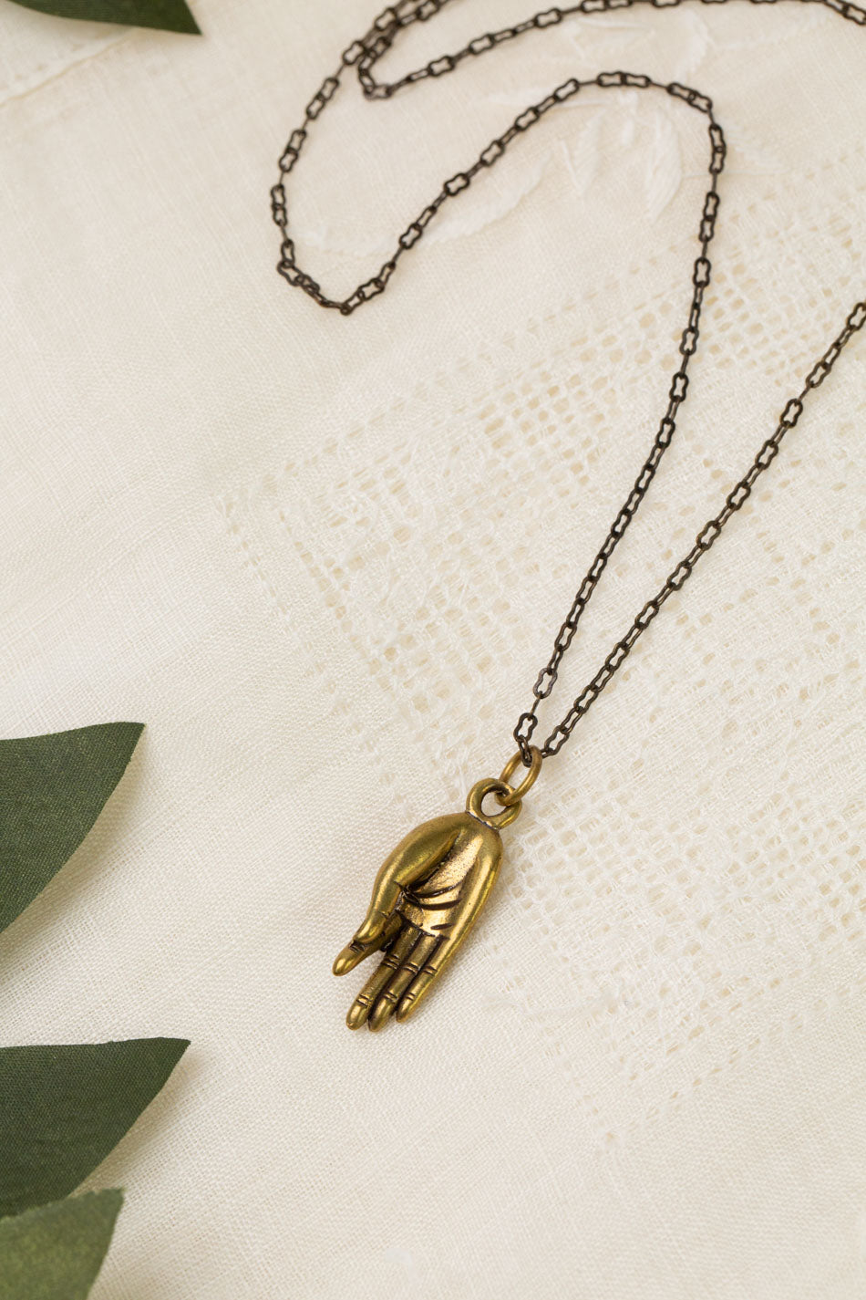 Guidance Thai Antique Brass Hand Simple Necklace 002-2N