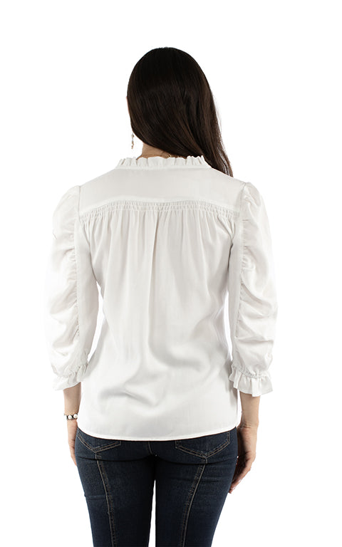 Button Front V-Neck Blouse