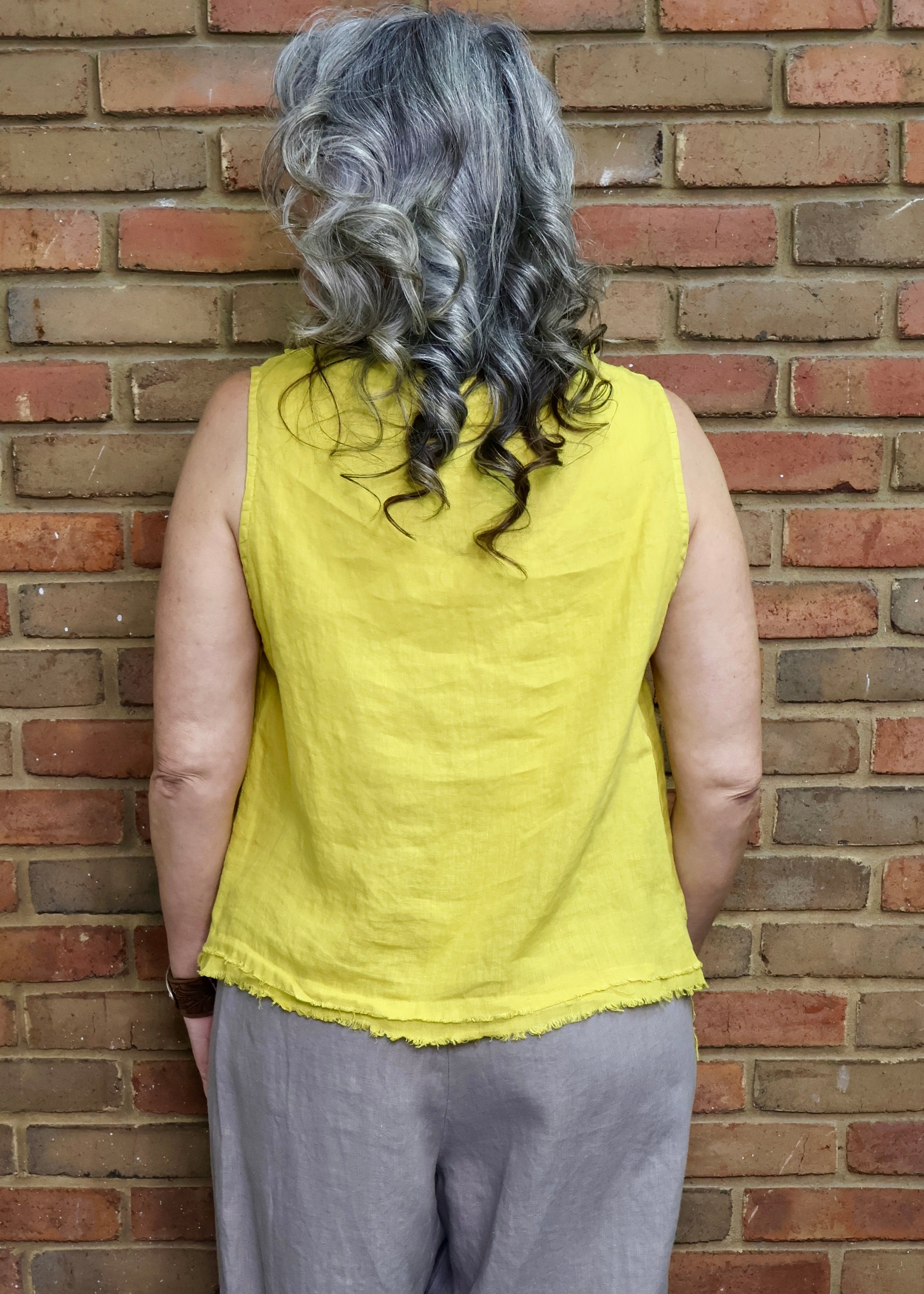 Raw Edge Sleeveless Top - Ceylon Yellow