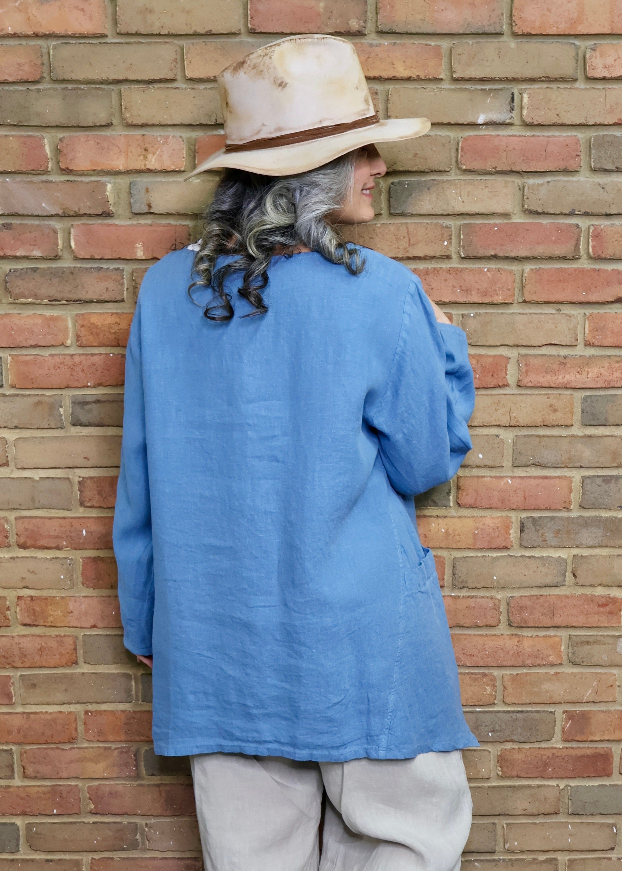 Round Neck Long Sleeve Tunic - Provincial Blue Medium