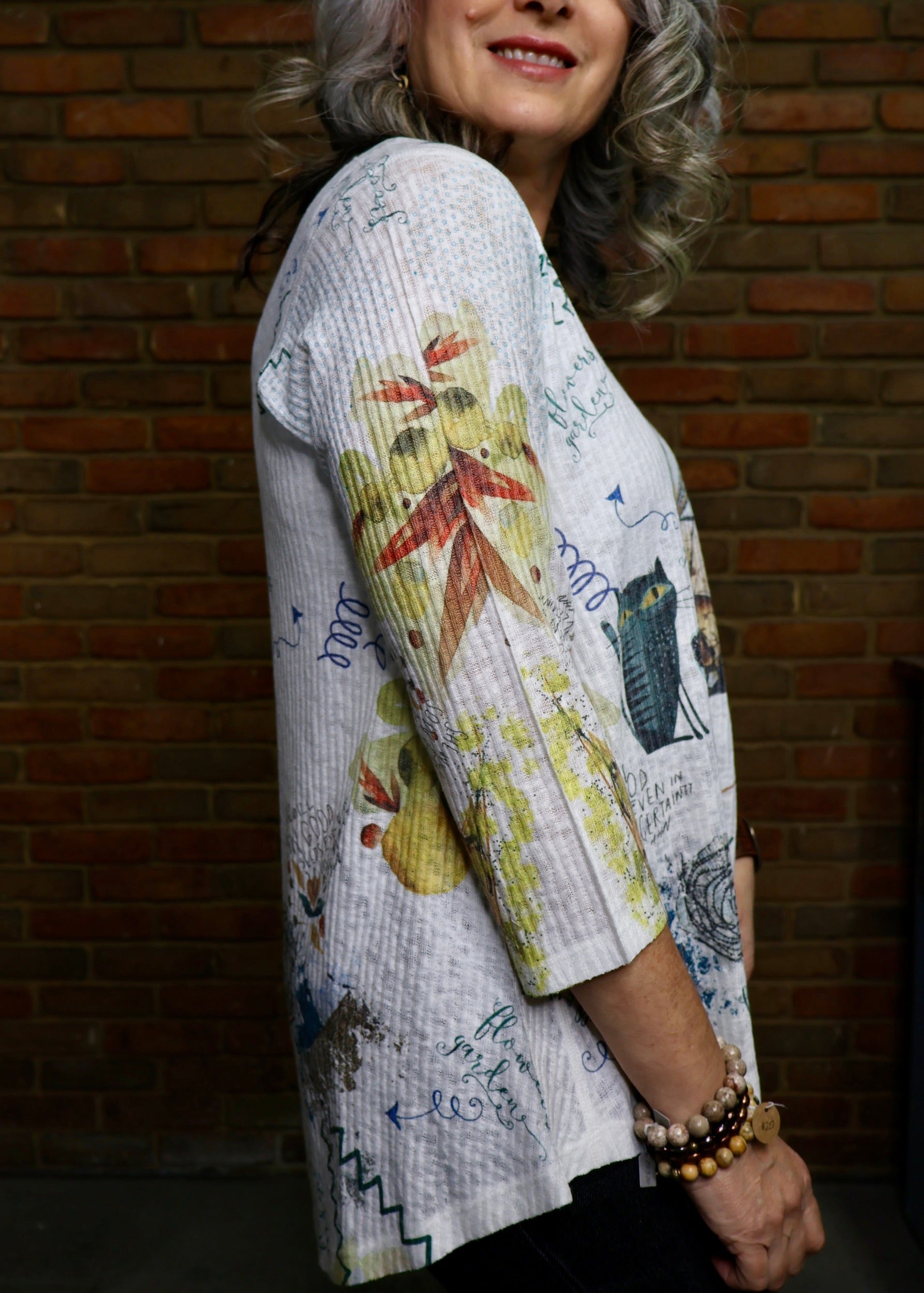 Mother Nature 3Quarter Sleeve Ribbed Crew Top