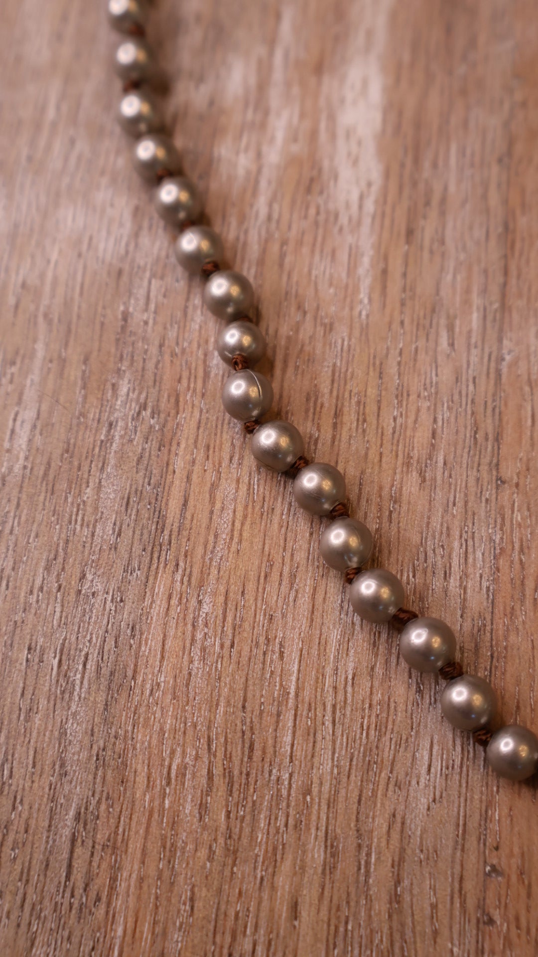 Simple Silver Bead Tied Necklace 6mm