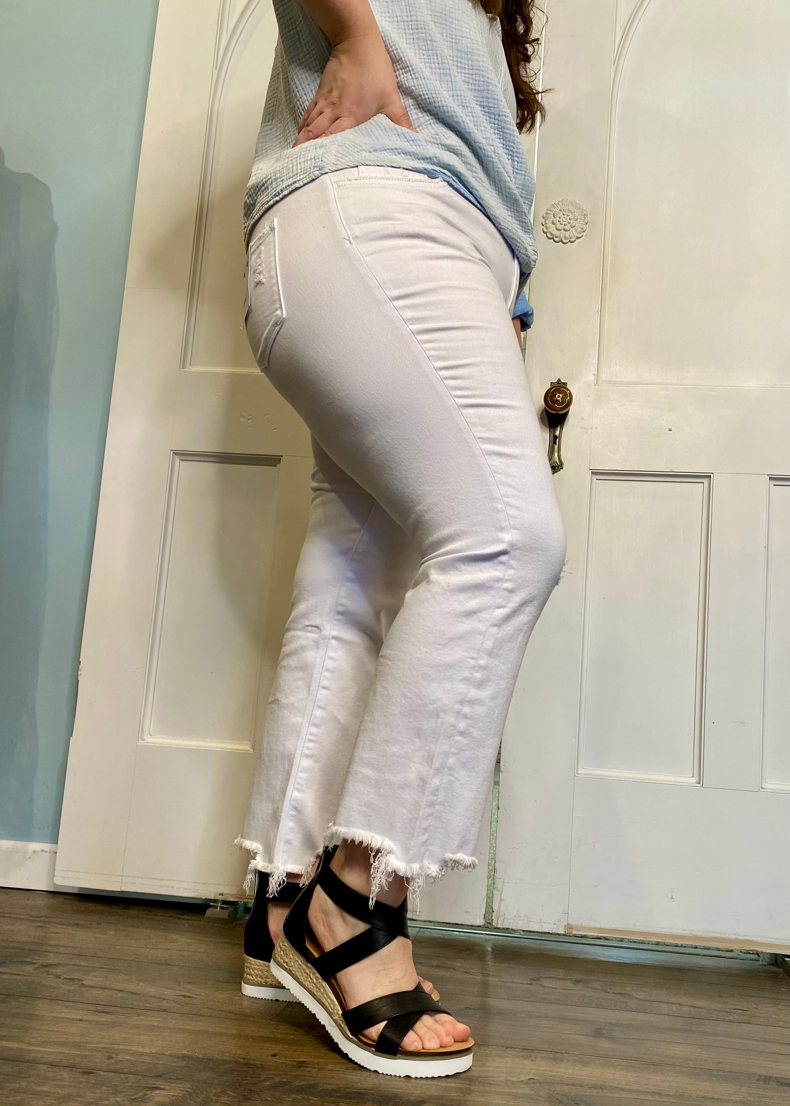 Mid Rise Ankle Boot Jean WHITE