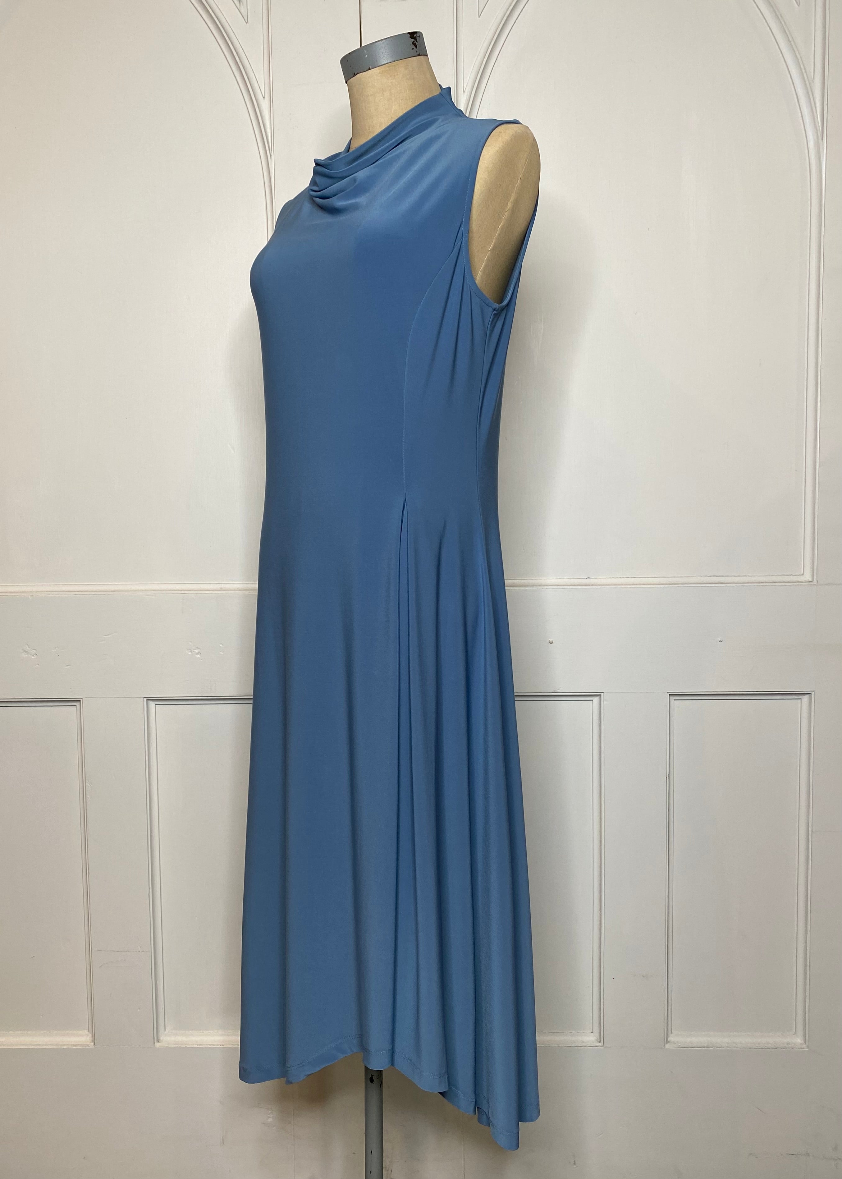 Jayde Cowl Neck Sleeveless Blue Dress M L