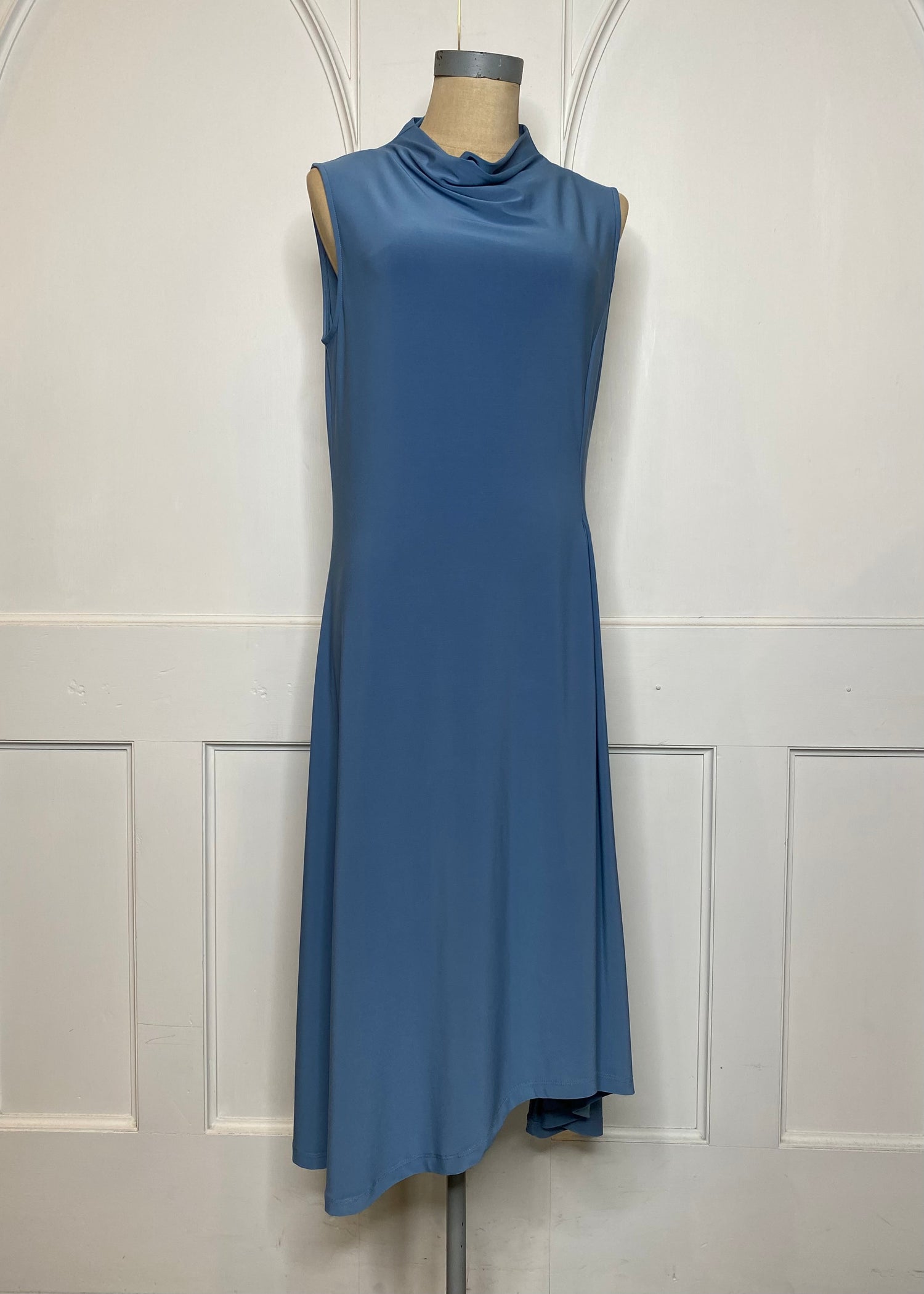 Jayde Cowl Neck Sleeveless Blue Dress M L