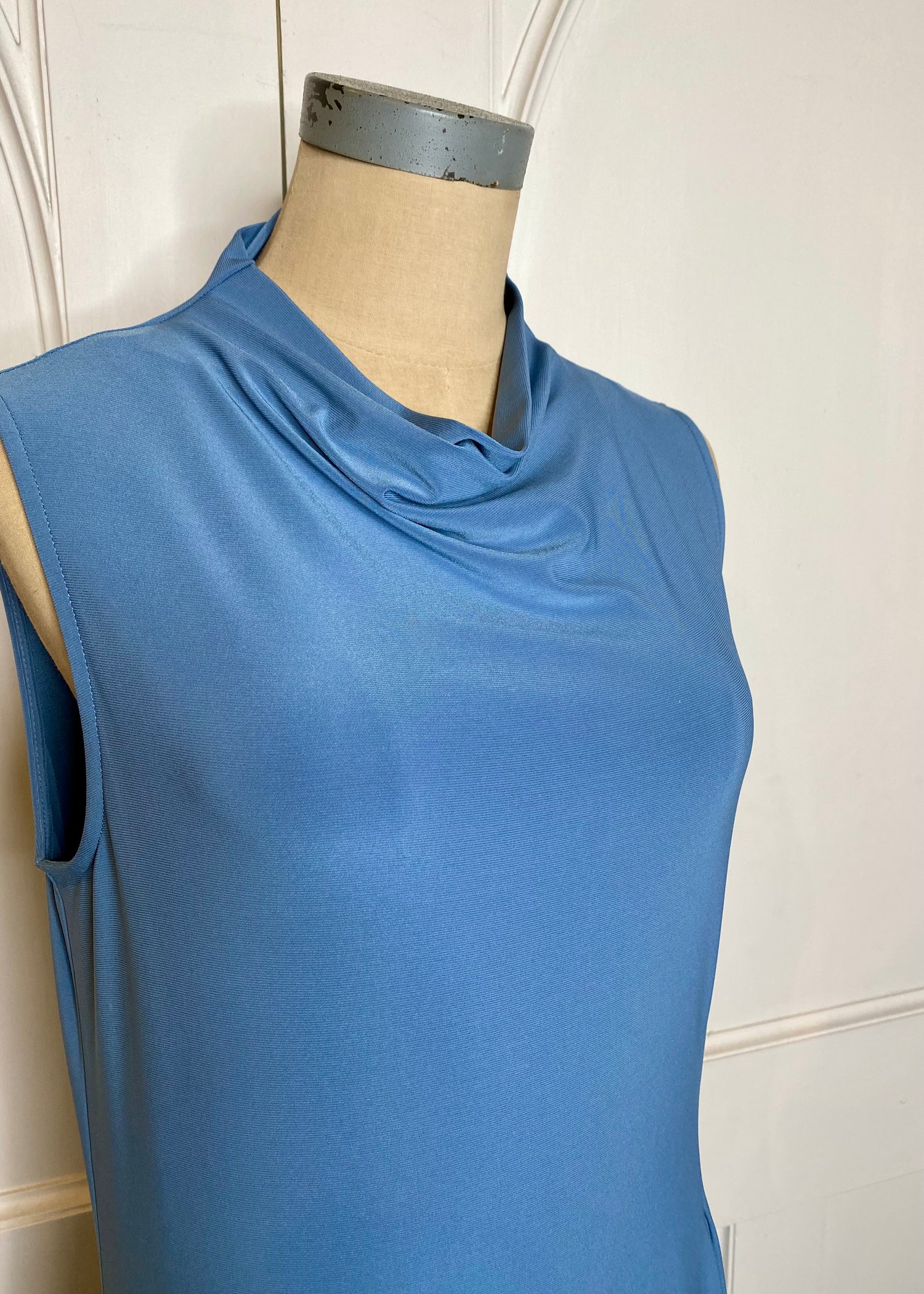 Jayde Cowl Neck Sleeveless Blue Dress M L