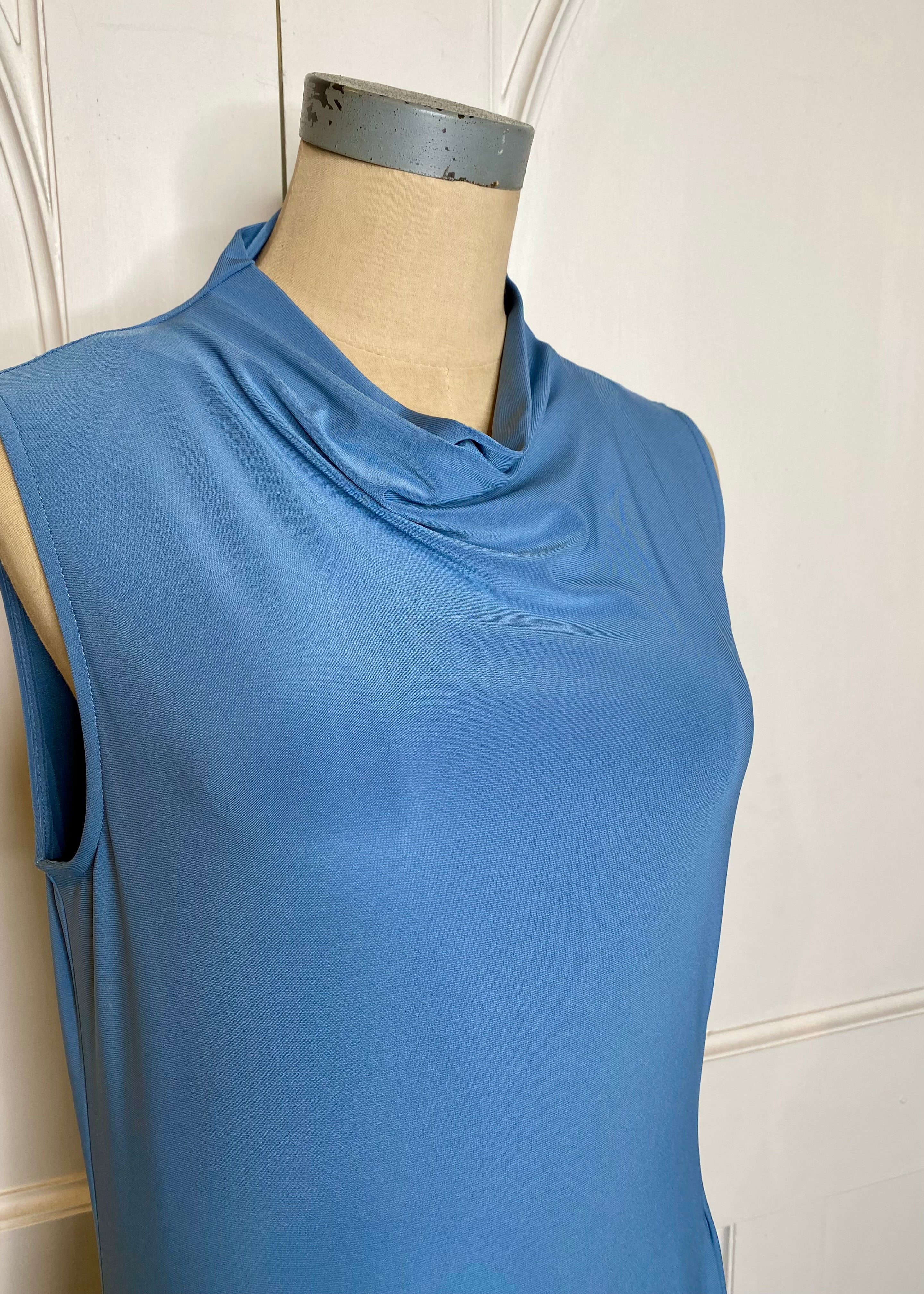 Jayde Cowl Neck Sleeveless Blue Dress M L