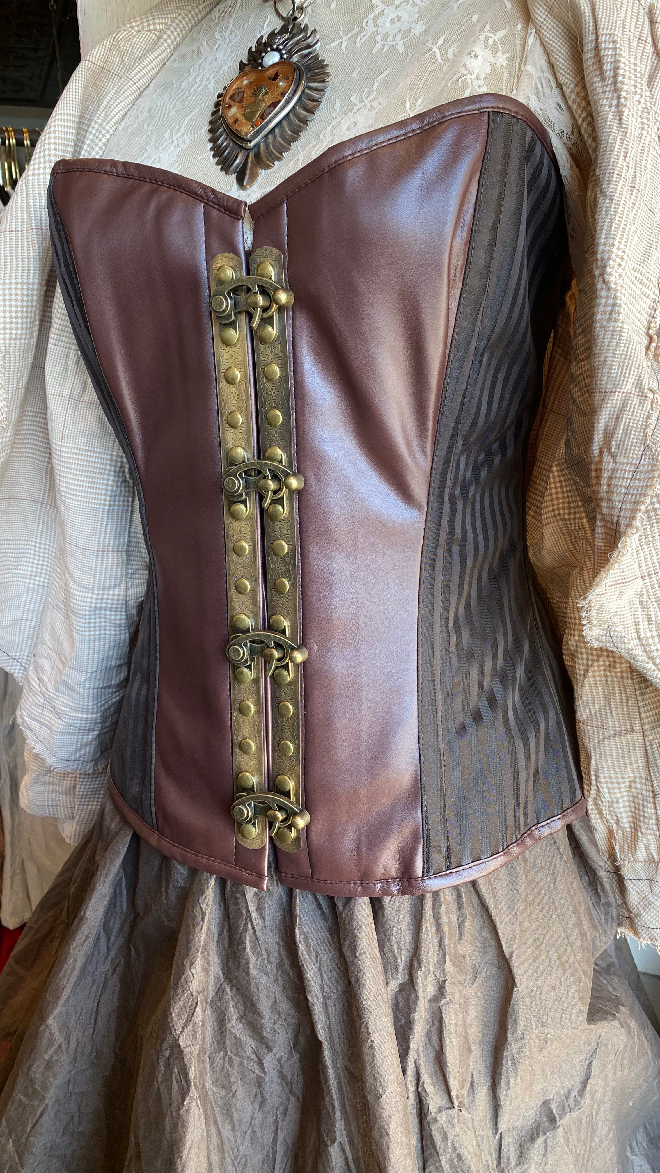 Steampunk Brn Stripe Corset