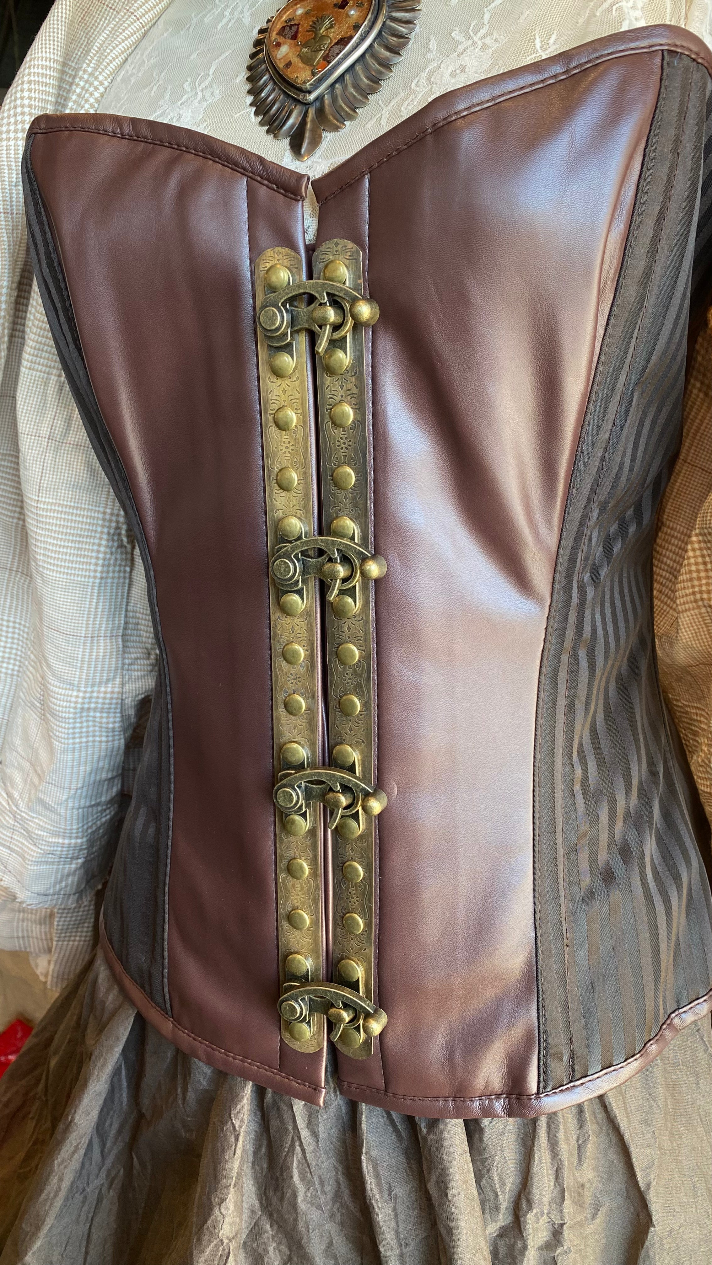 Steampunk Brn Stripe Corset