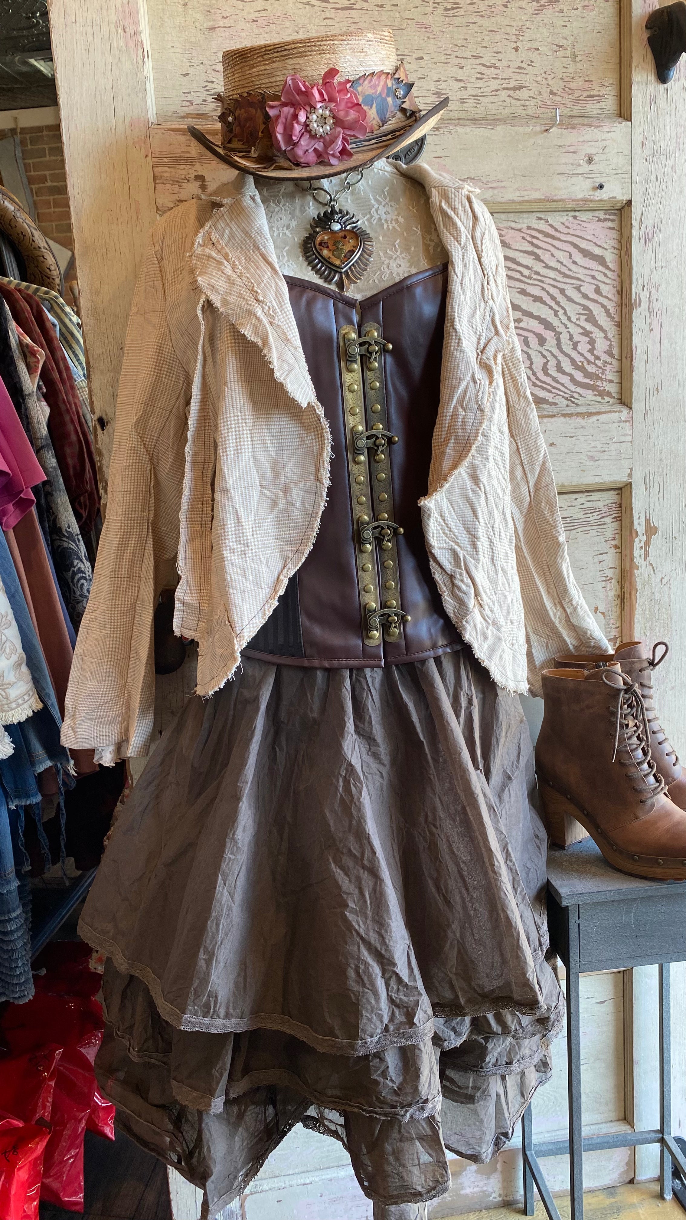 Steampunk Brn Stripe Corset