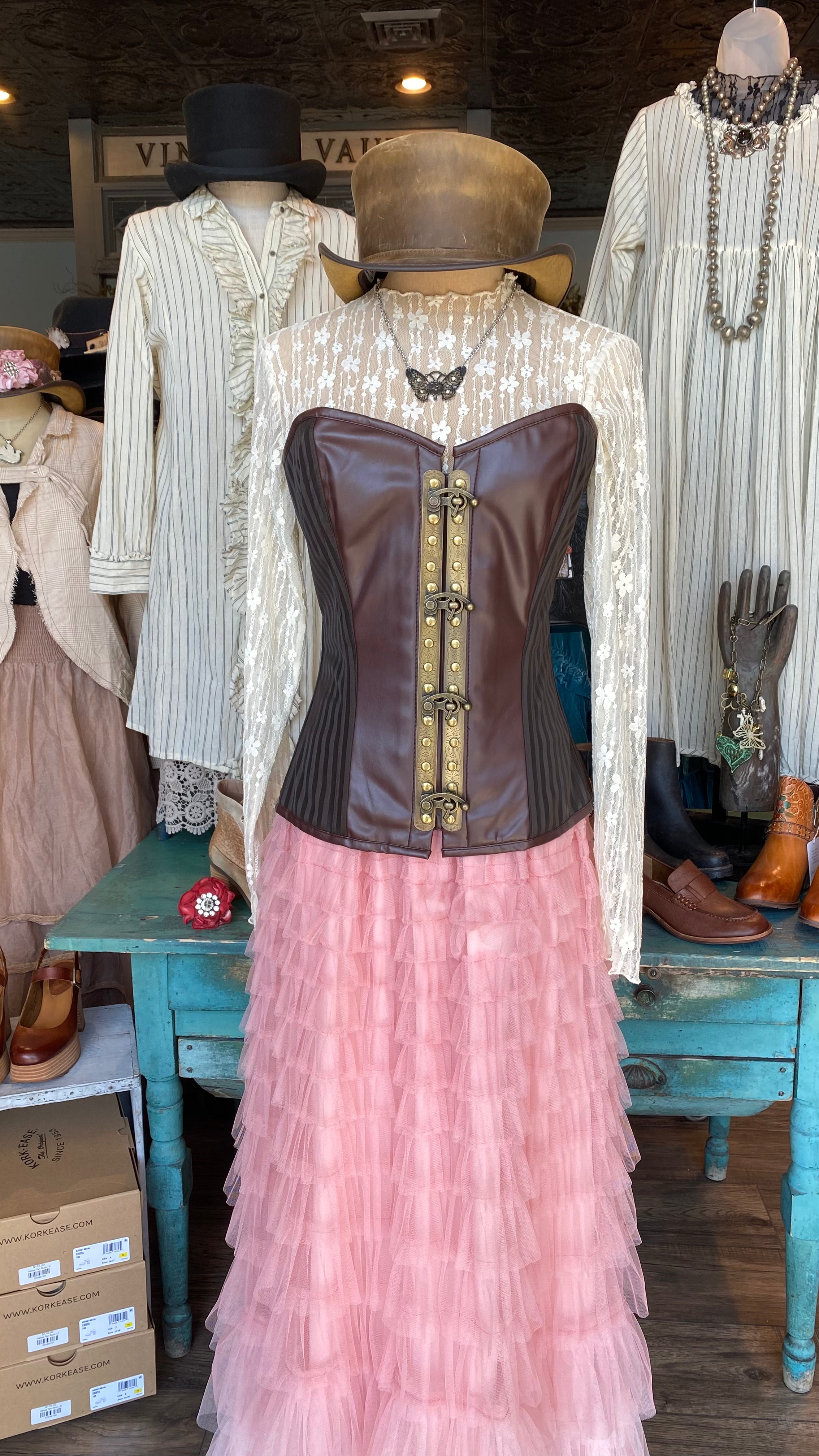 Steampunk Brn Stripe Corset