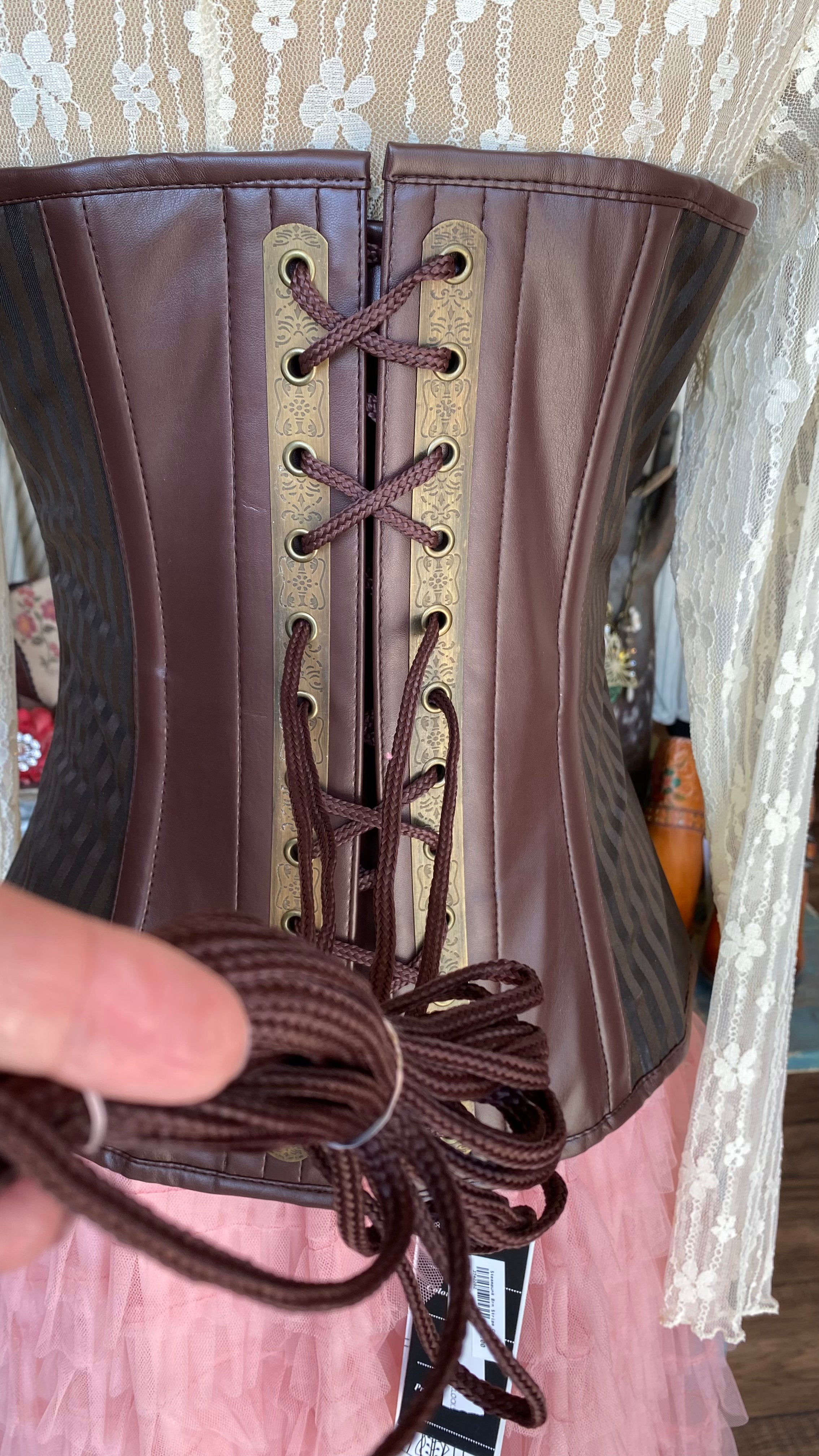 Steampunk Brn Stripe Corset