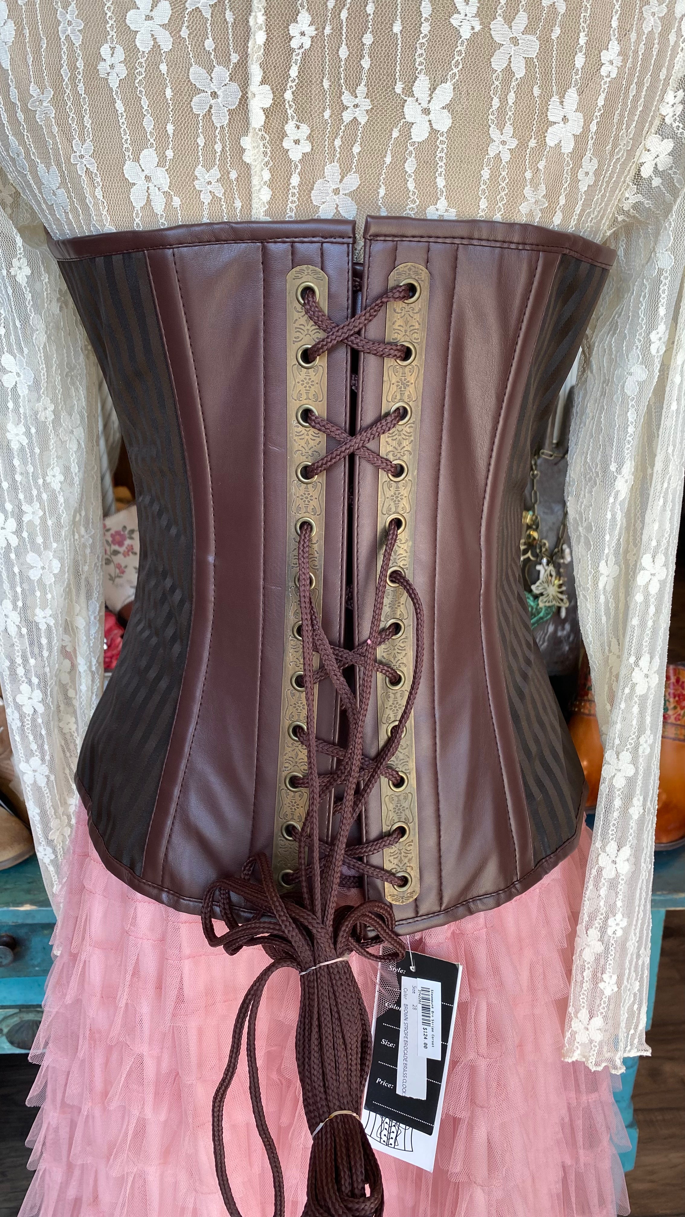 Steampunk Brn Stripe Corset
