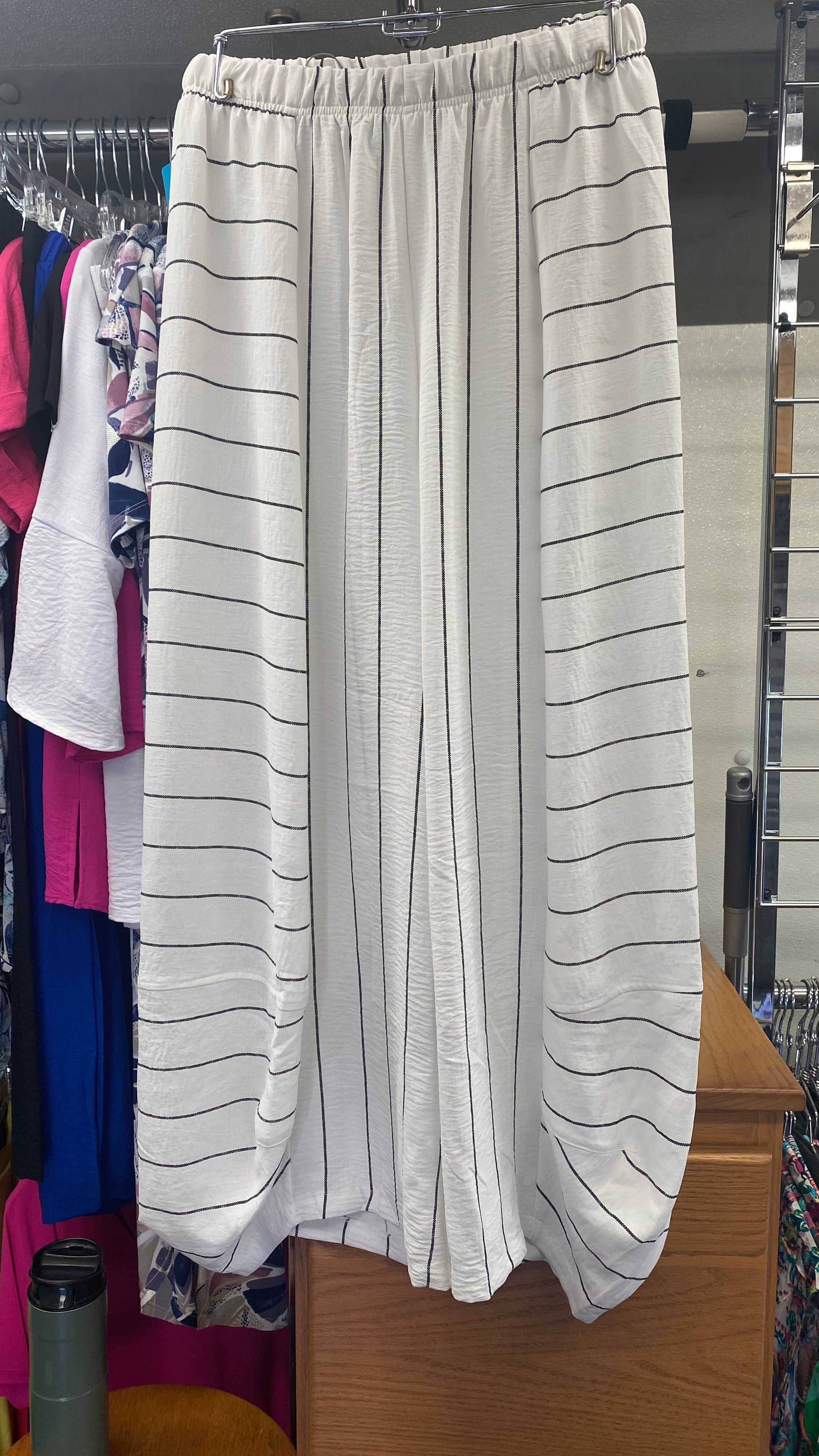 White and Black Stripe Pant