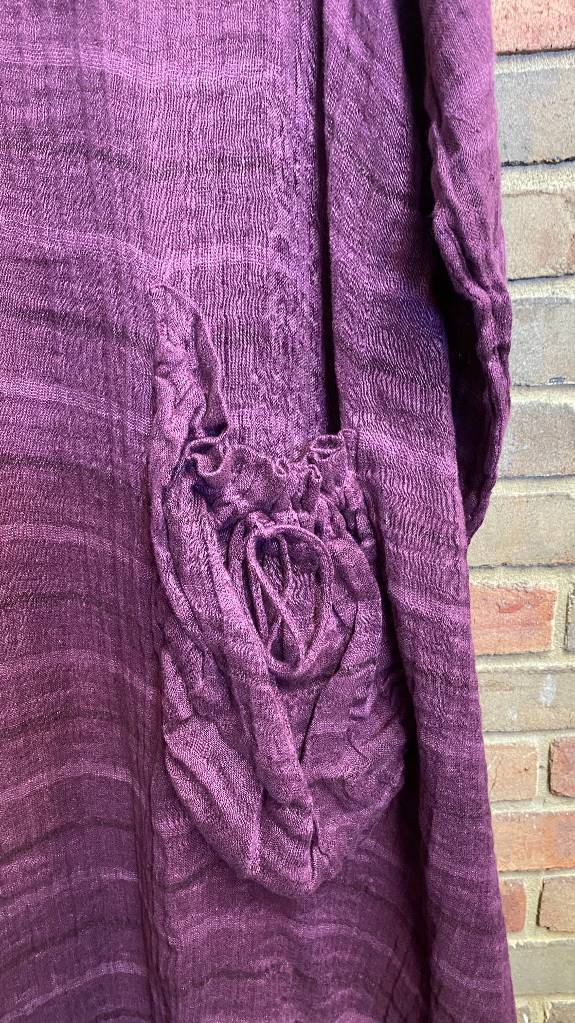 Plum Button Front Textured Dress