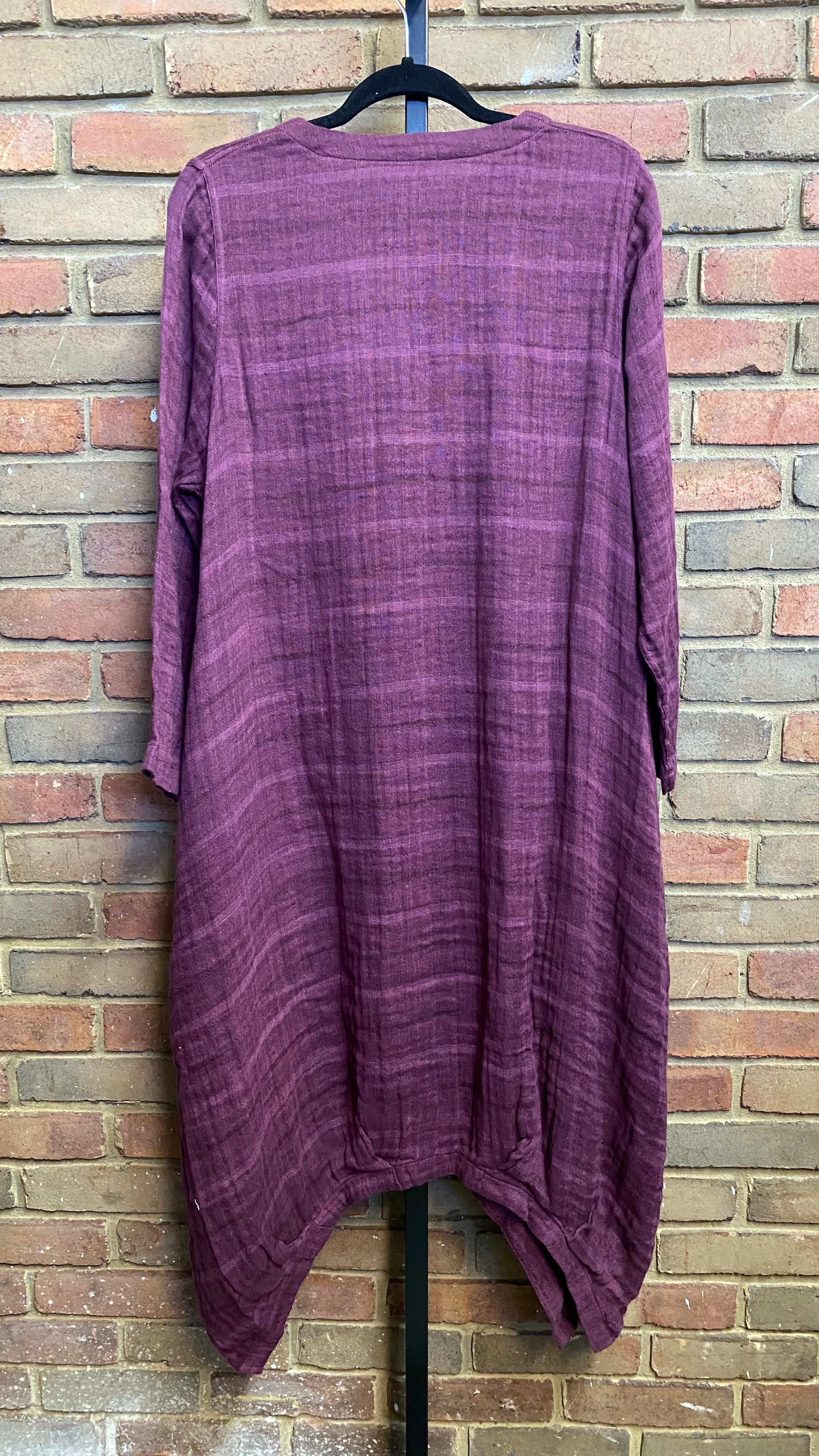 Plum Button Front Textured Dress