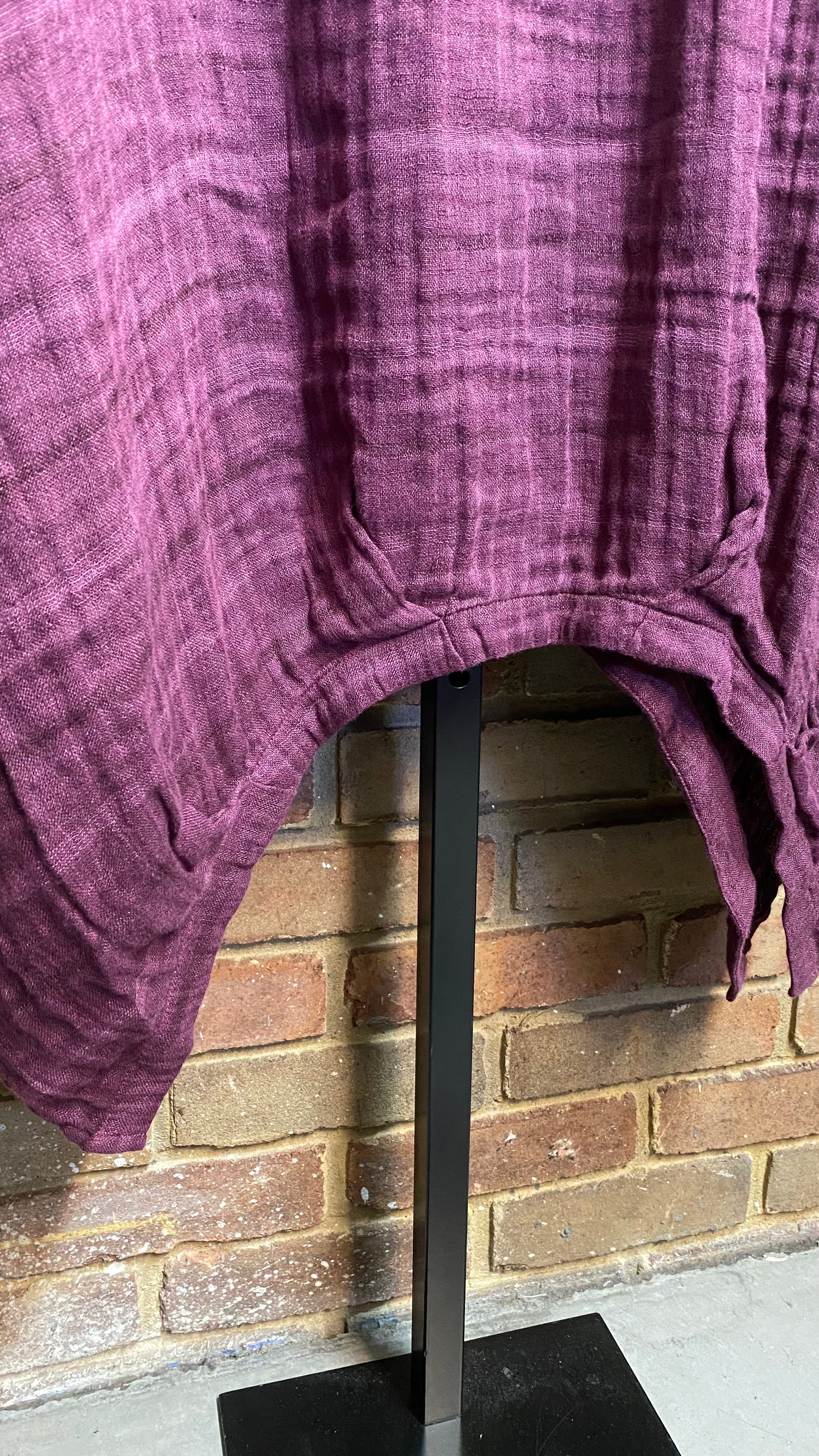 Plum Button Front Textured Dress