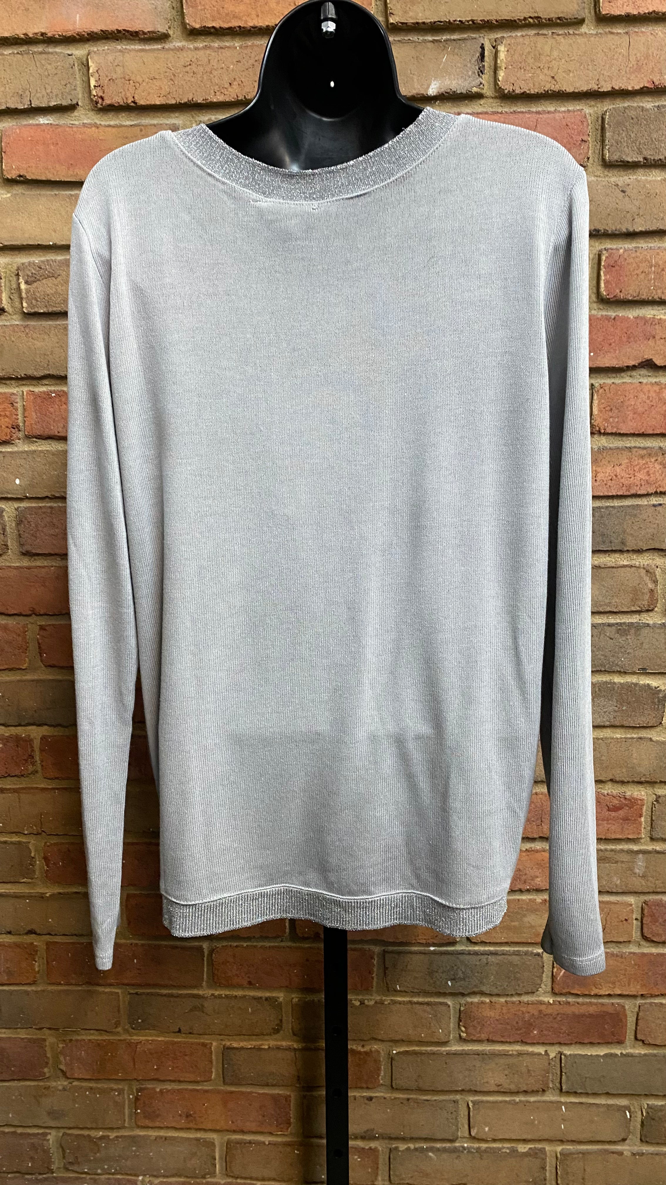 Gray Gold Sprayed Long Sleeve Sweater