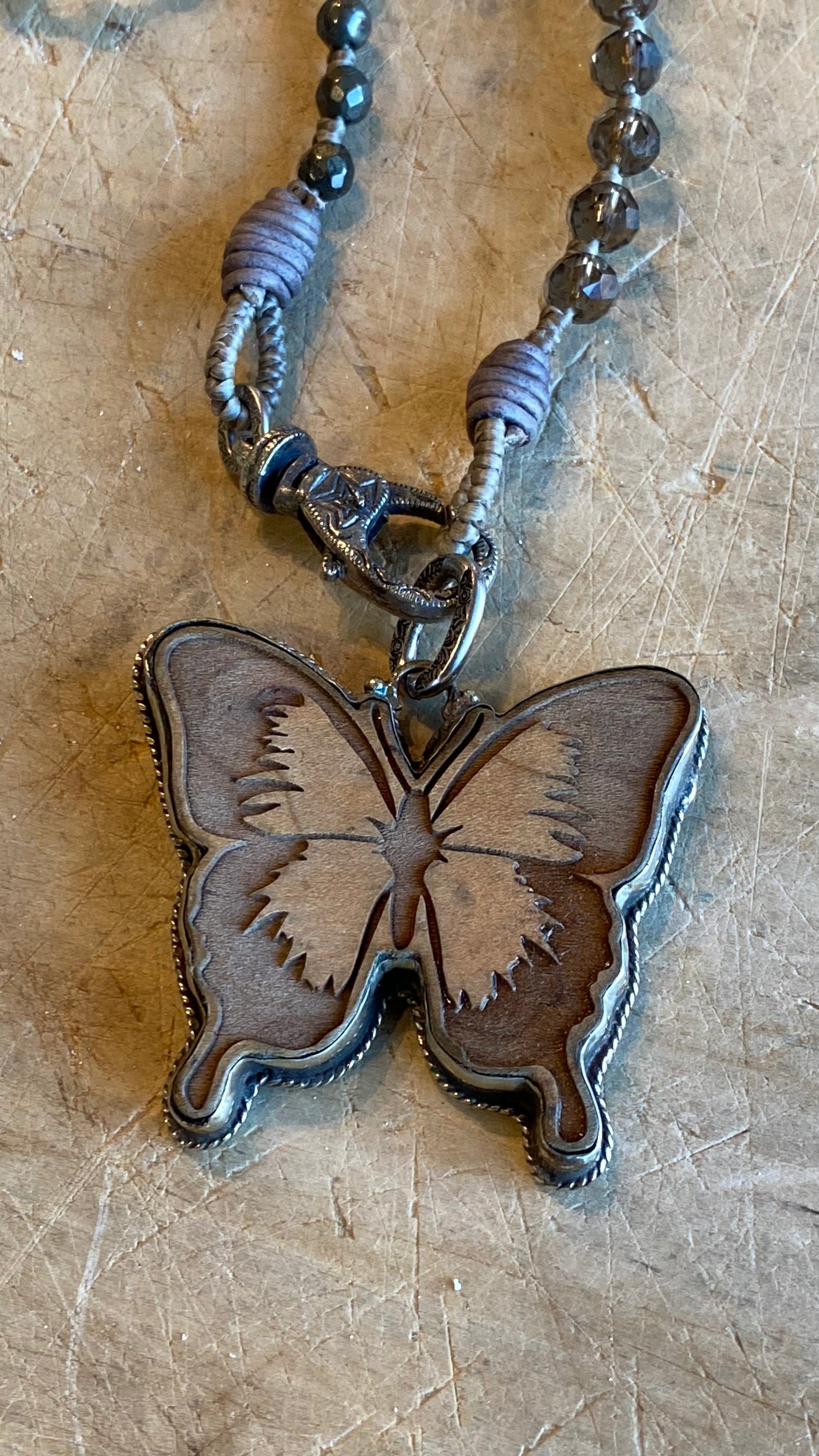Wooden Butterfly Necklace