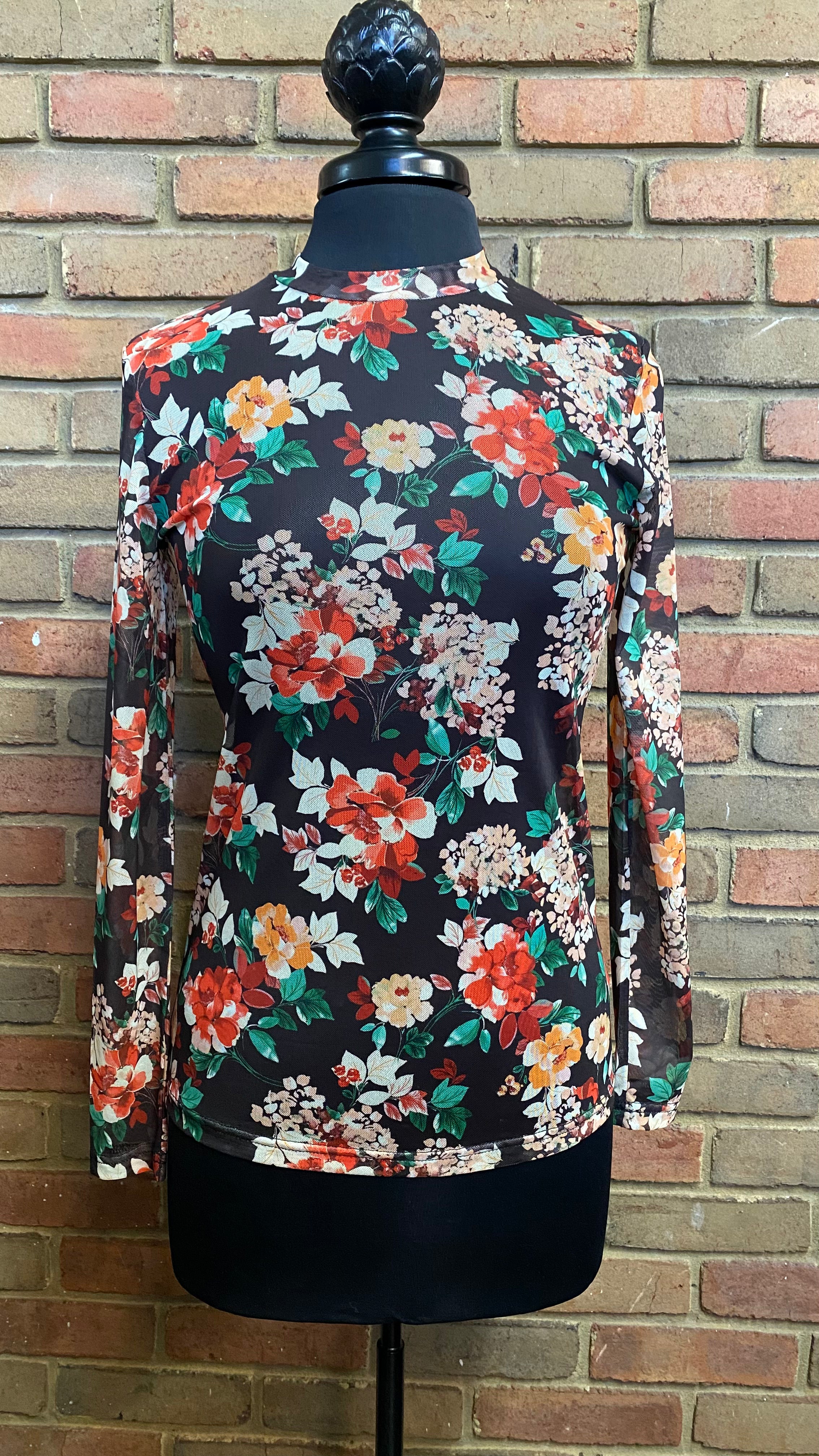 TENT Mesh Fall Floral Top